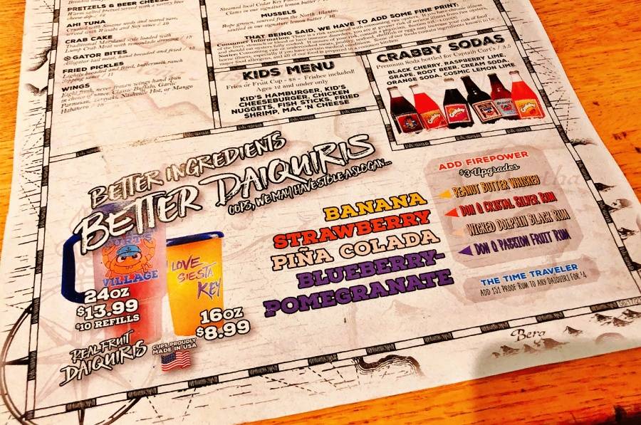 Menu at Captain Curt's Crab & Oyster Bar, Sarasota, Old Stickney Point Rd