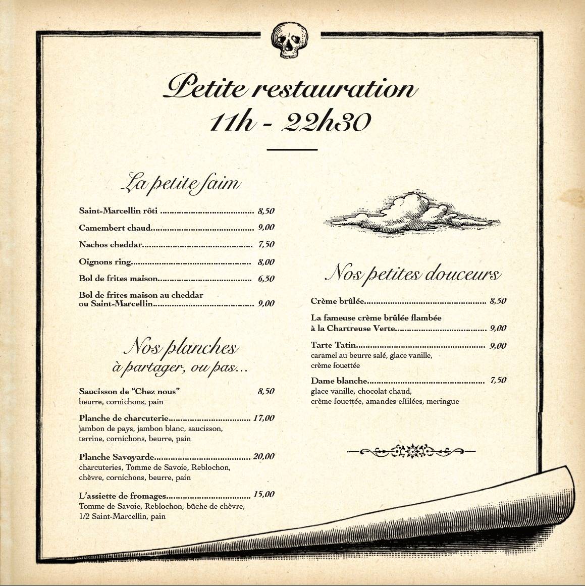 Menu de Captain Pub
