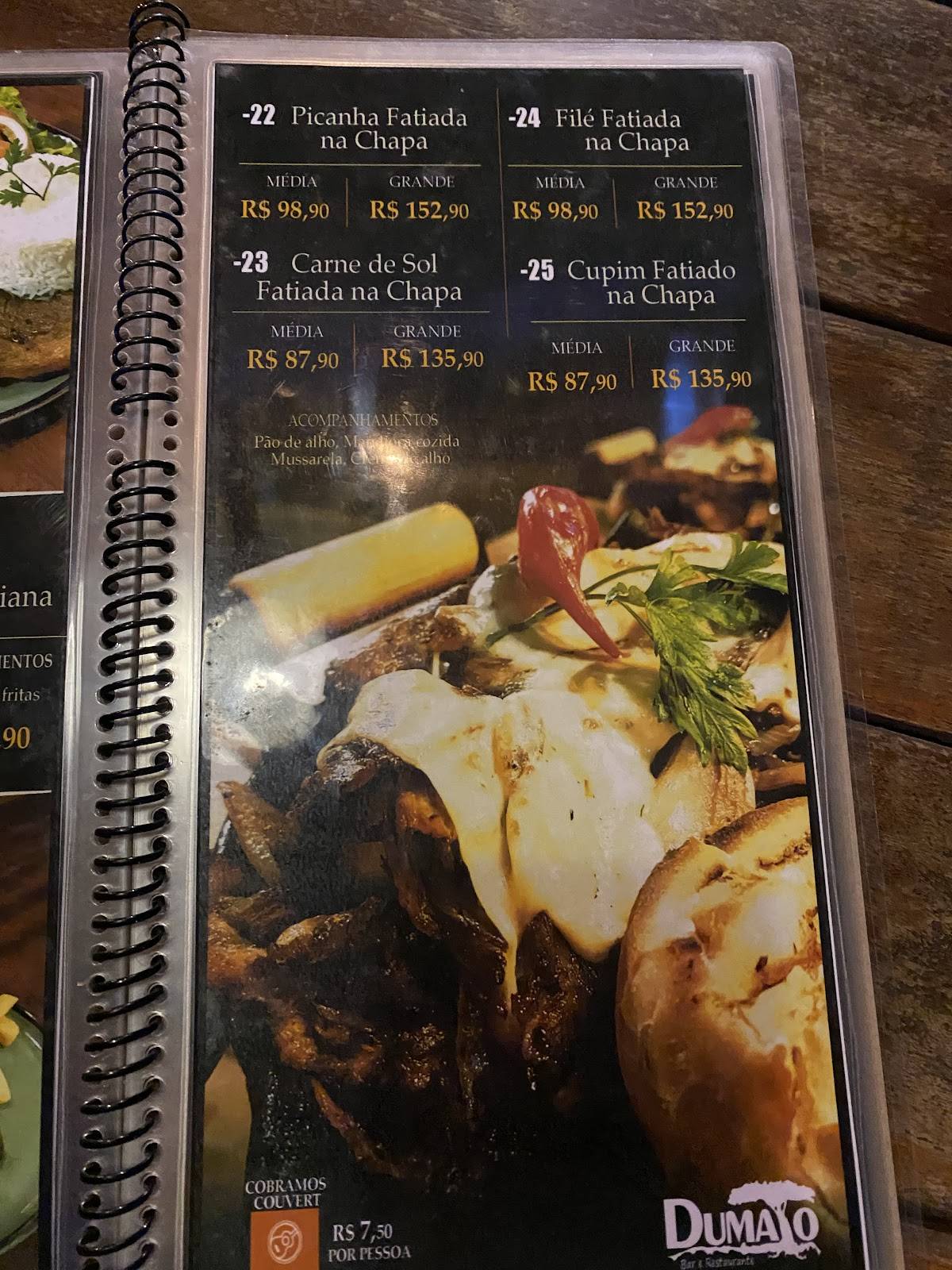 DUMATO BAR cardápio