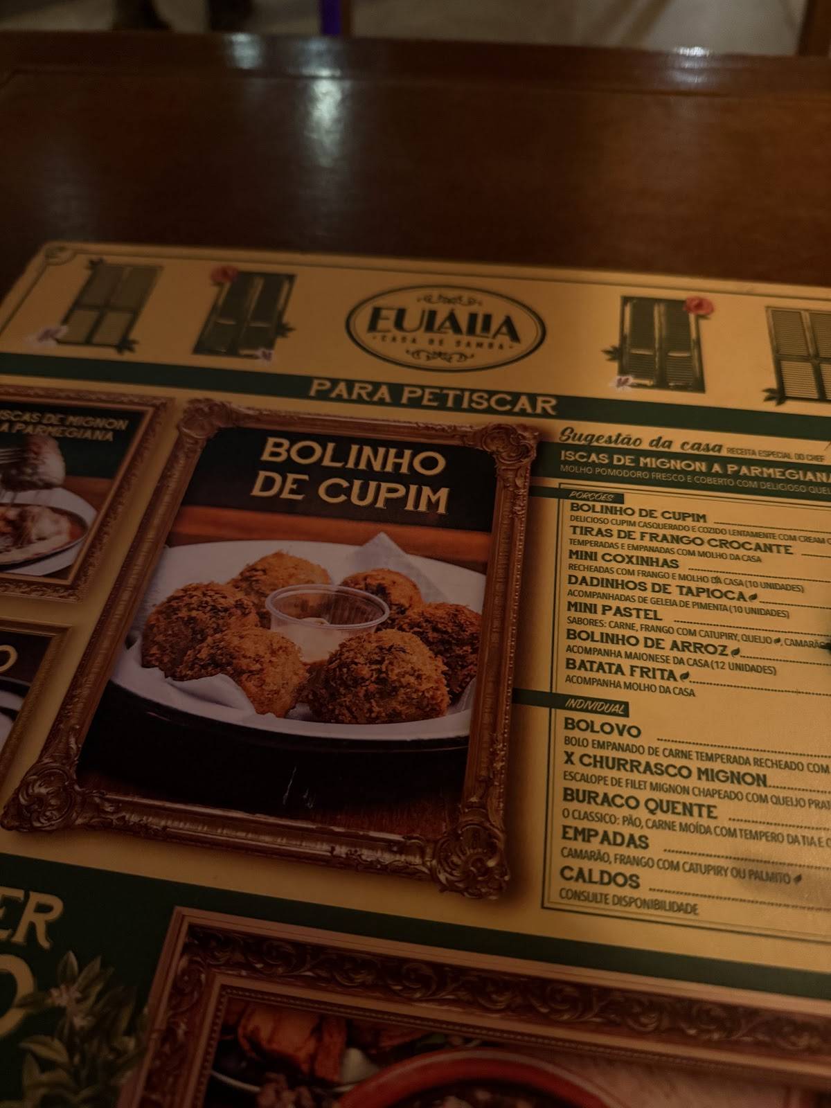 Eulália Casa De Samba cardápio