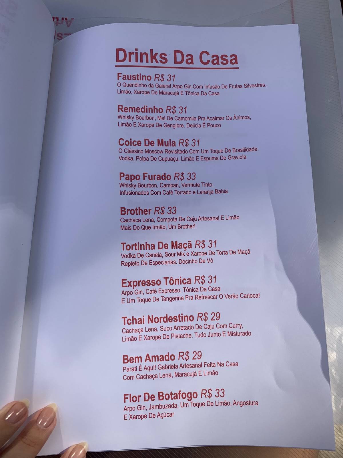 Fala Bar cardápio