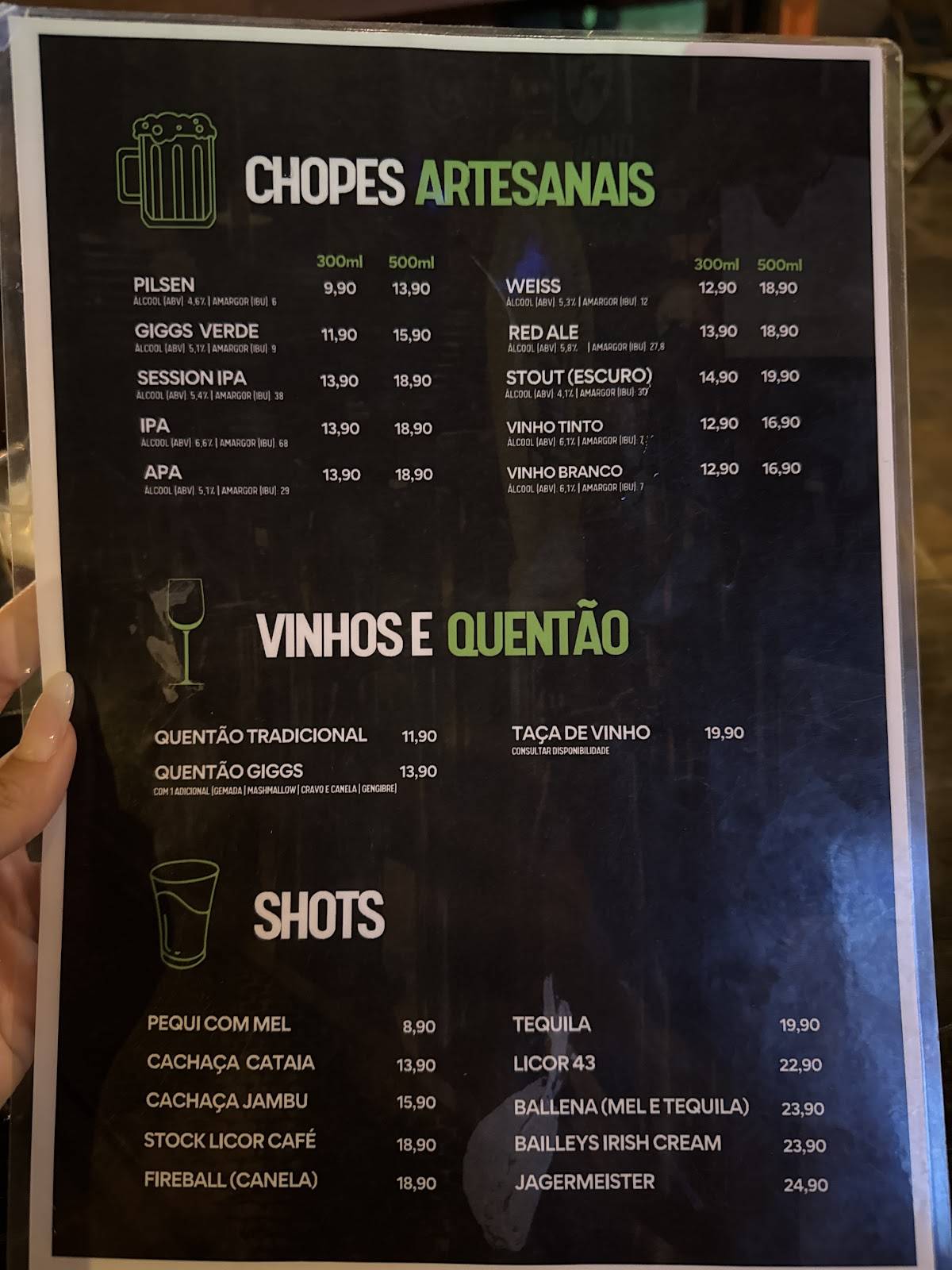 Gigg's Bar cardápio