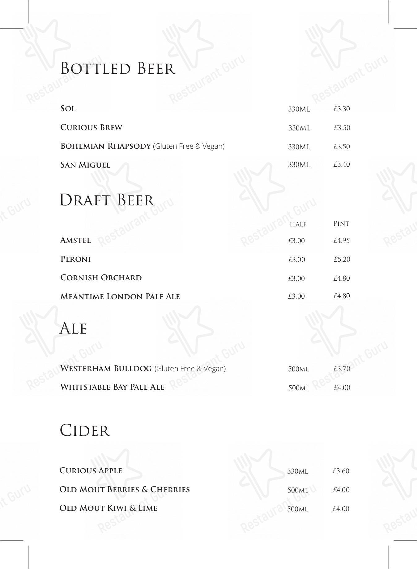 Menu at Grapevine pub & bar, Herne Bay