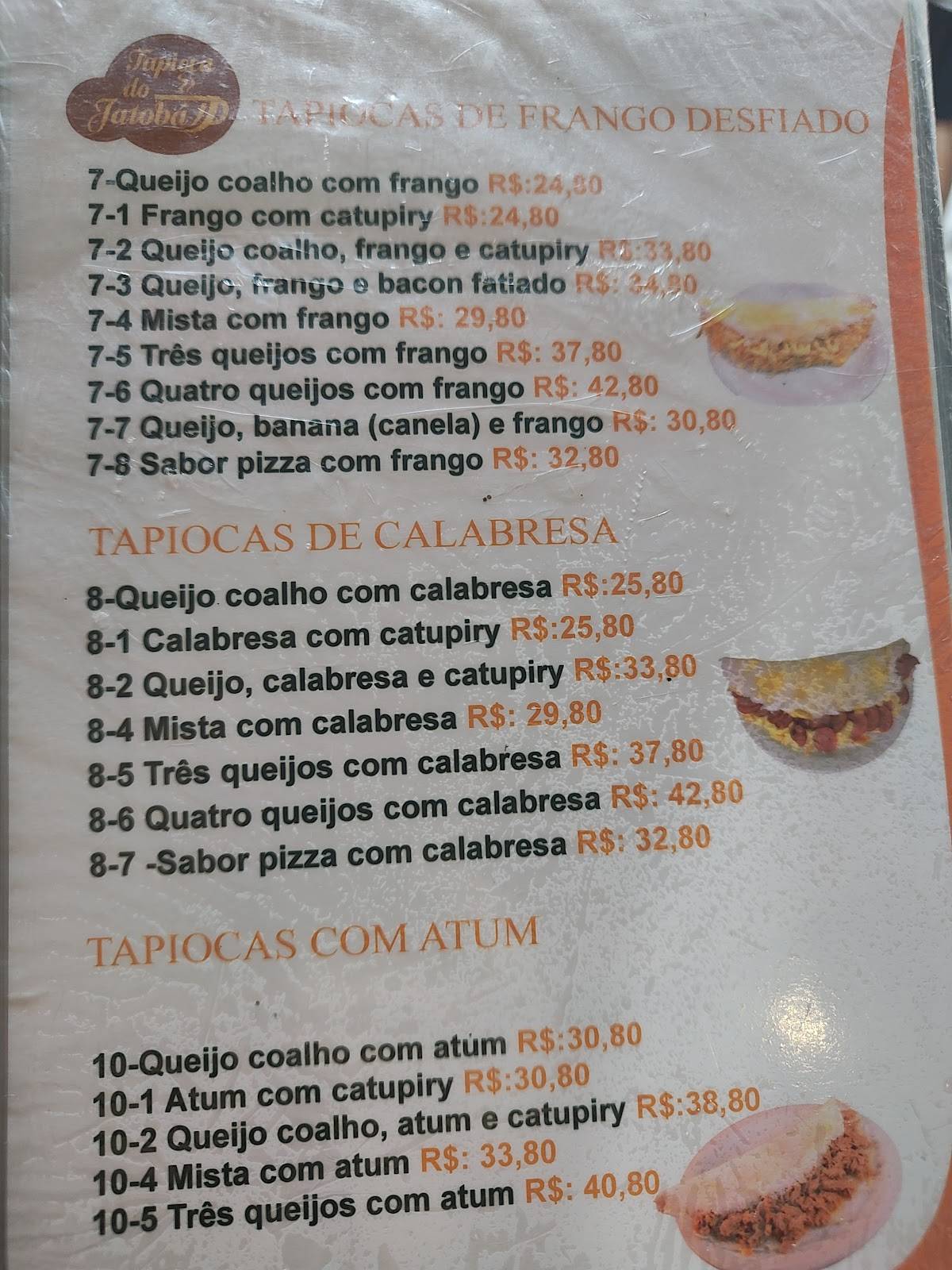 Tapioca do Jatobá cardápio