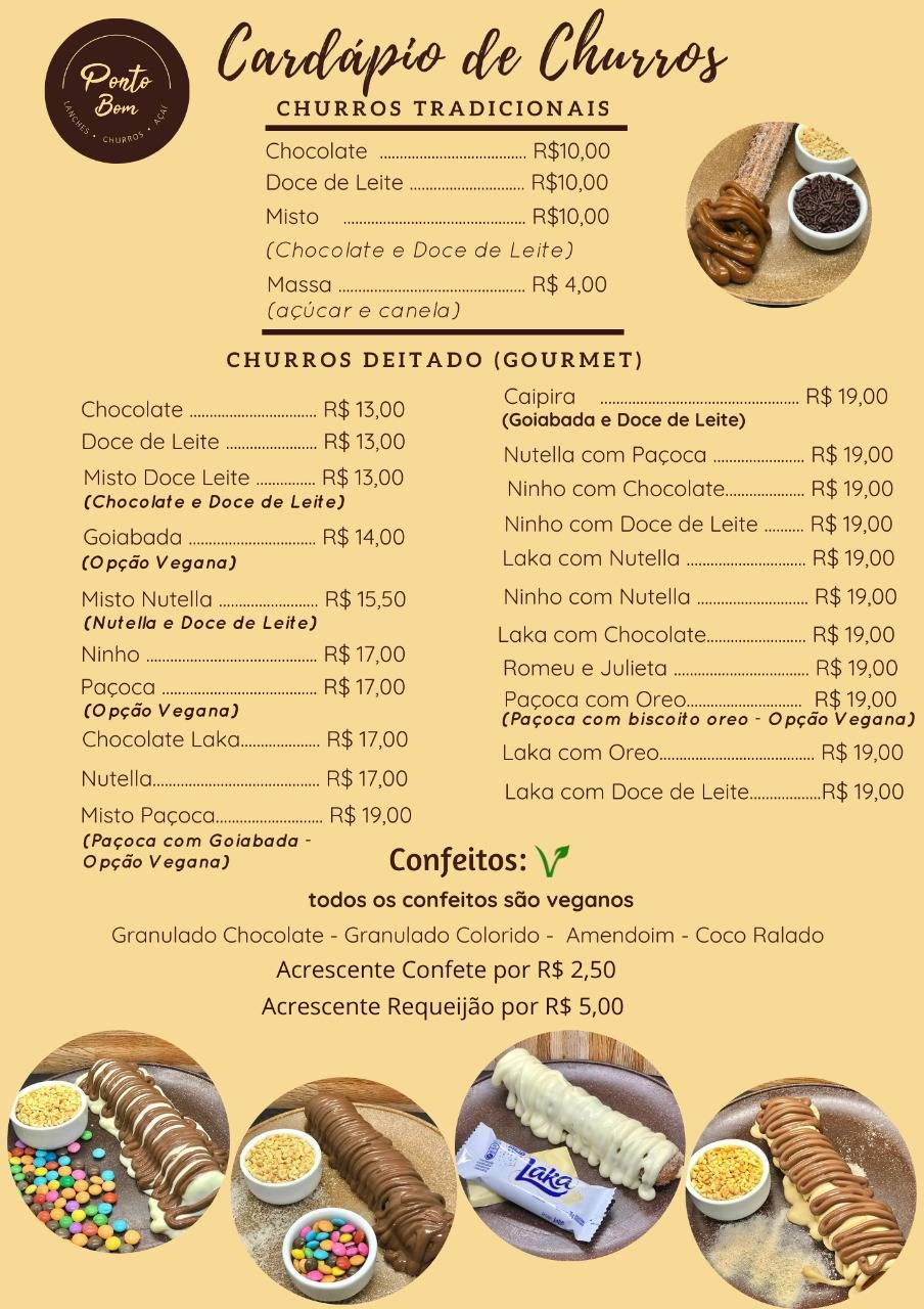 Lanches e Churros do Beto cardápio