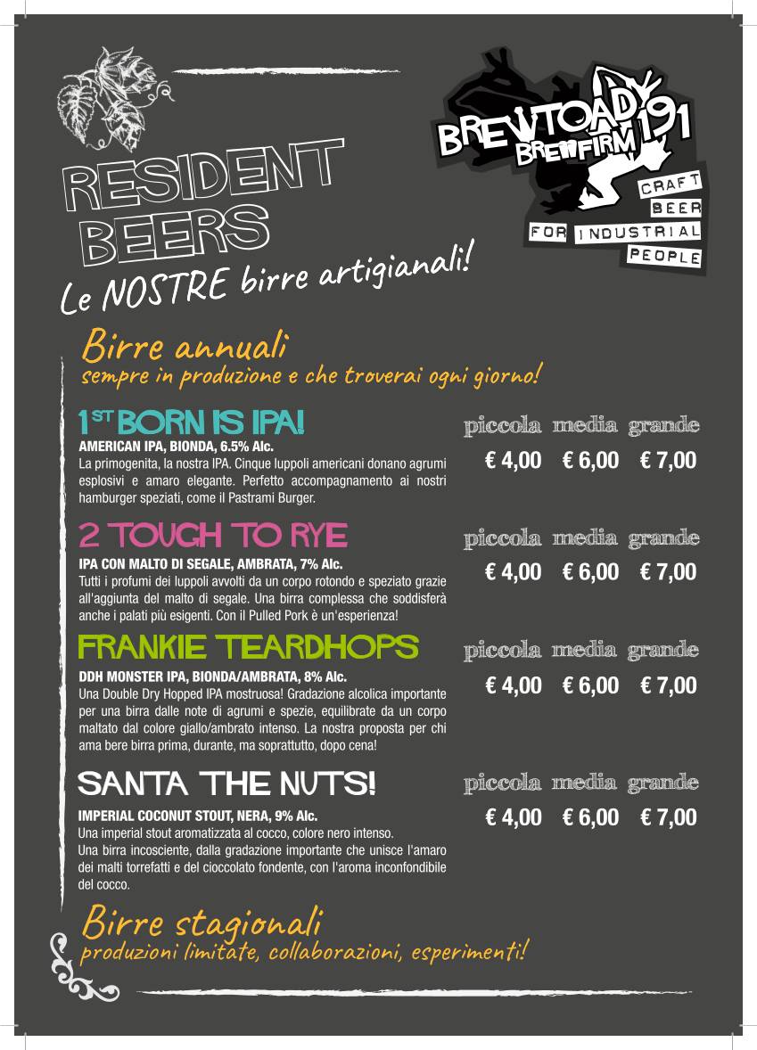 Menu di Missiva Pub 