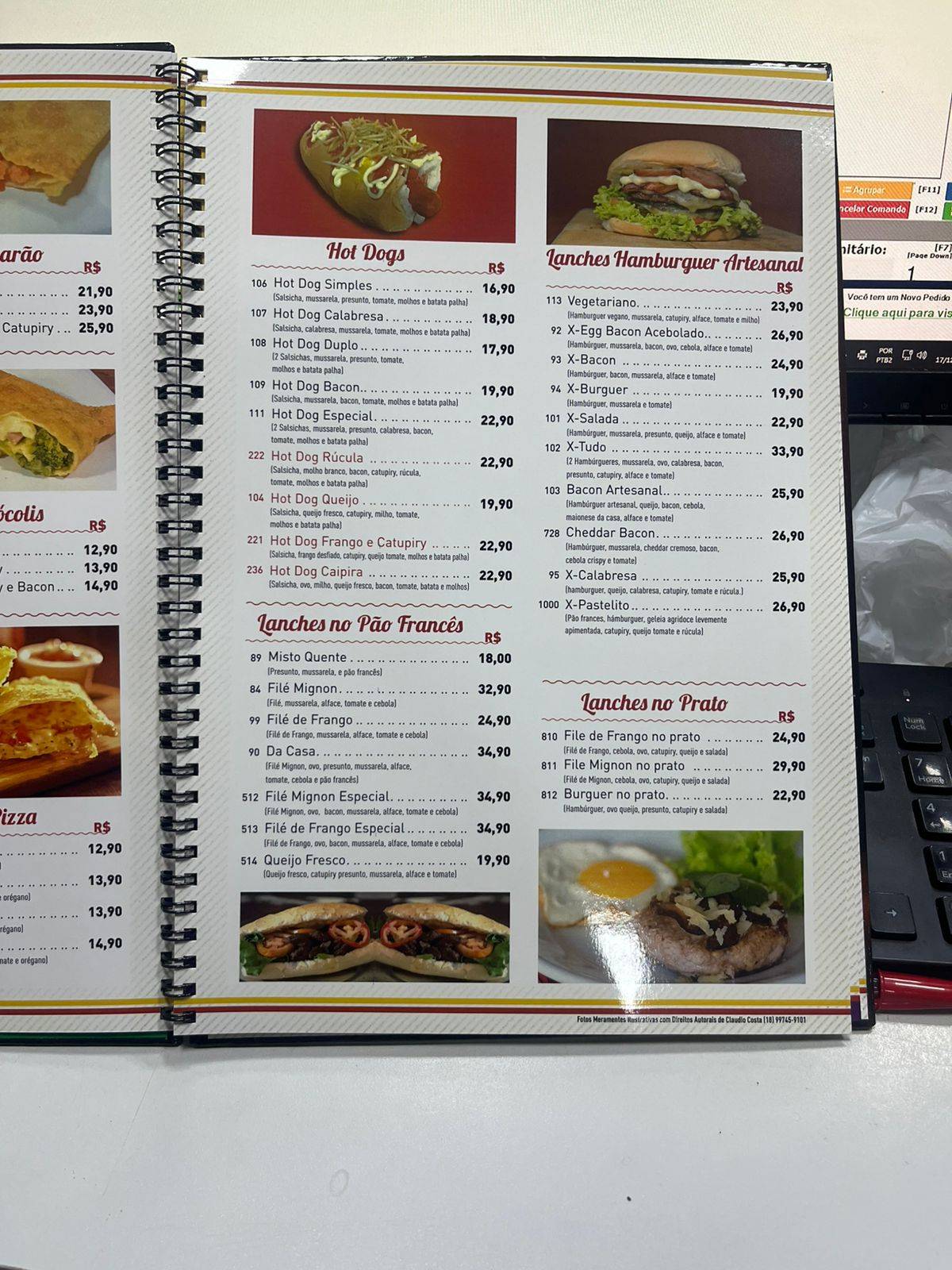 Pastelito cardápio