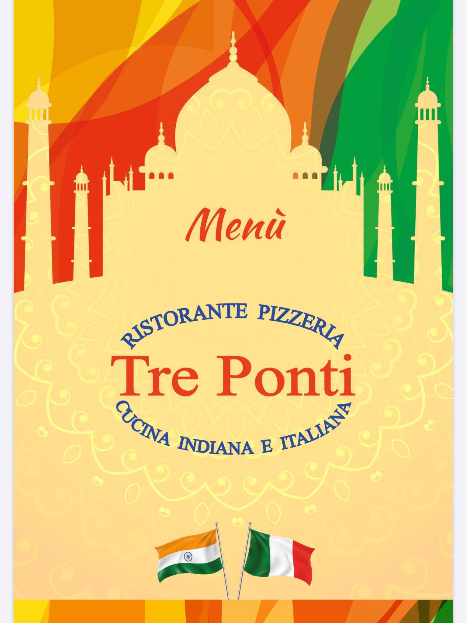 Menu di Ristorante Indiano e Pizzeria Tre Ponti 