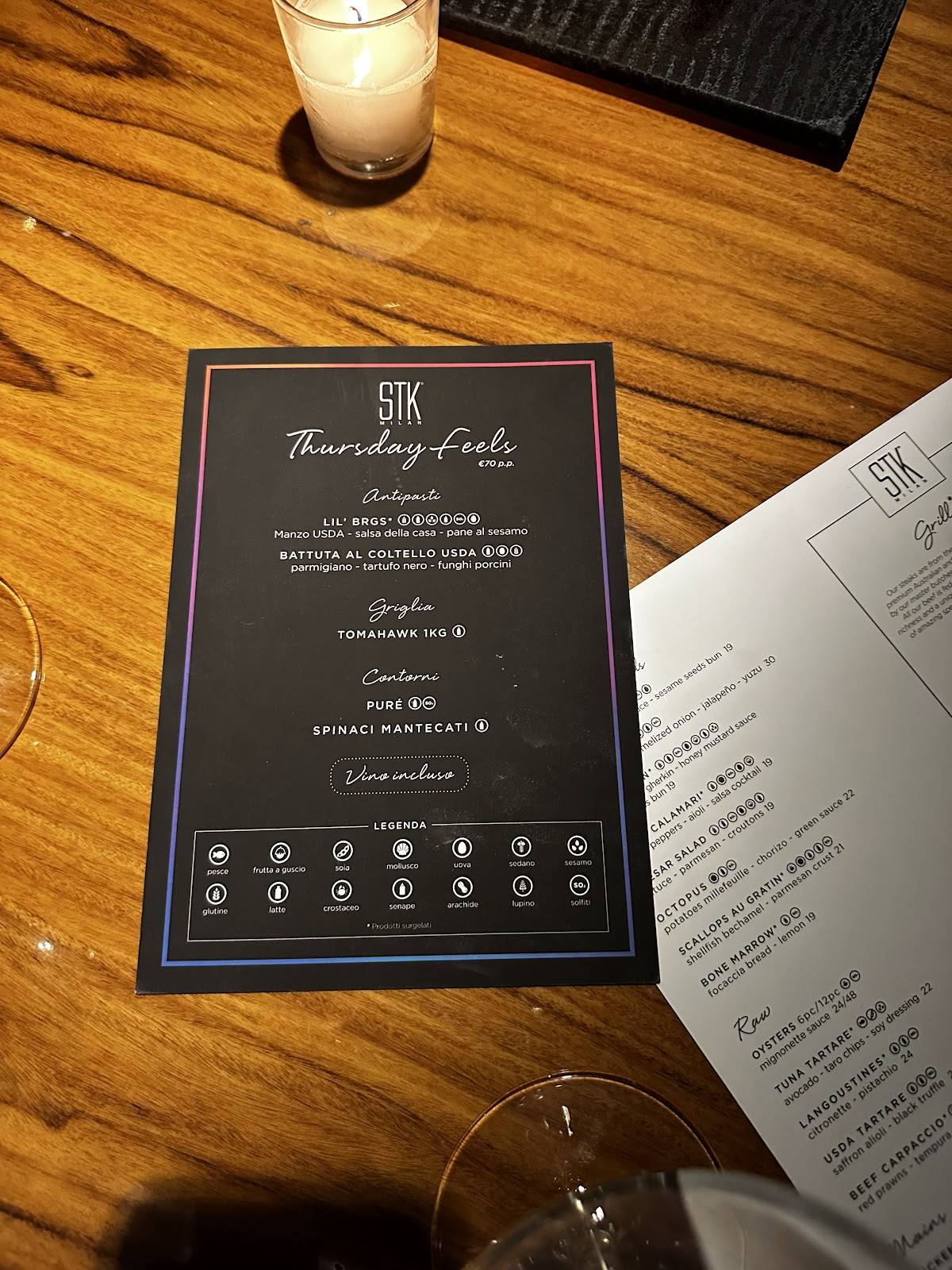 Menu di STK Milan 