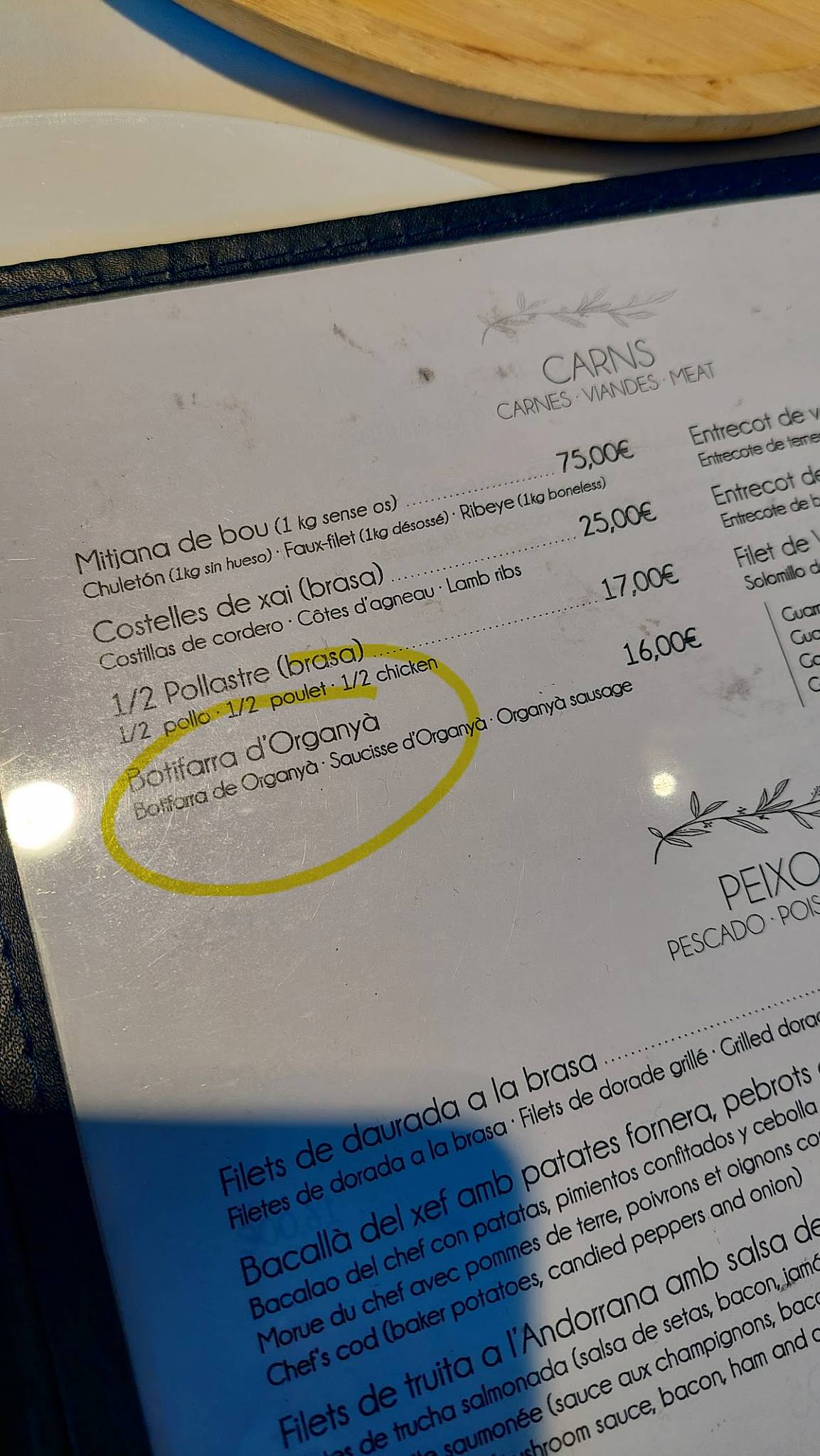 Menu de Topic Restaurant (Ordino)