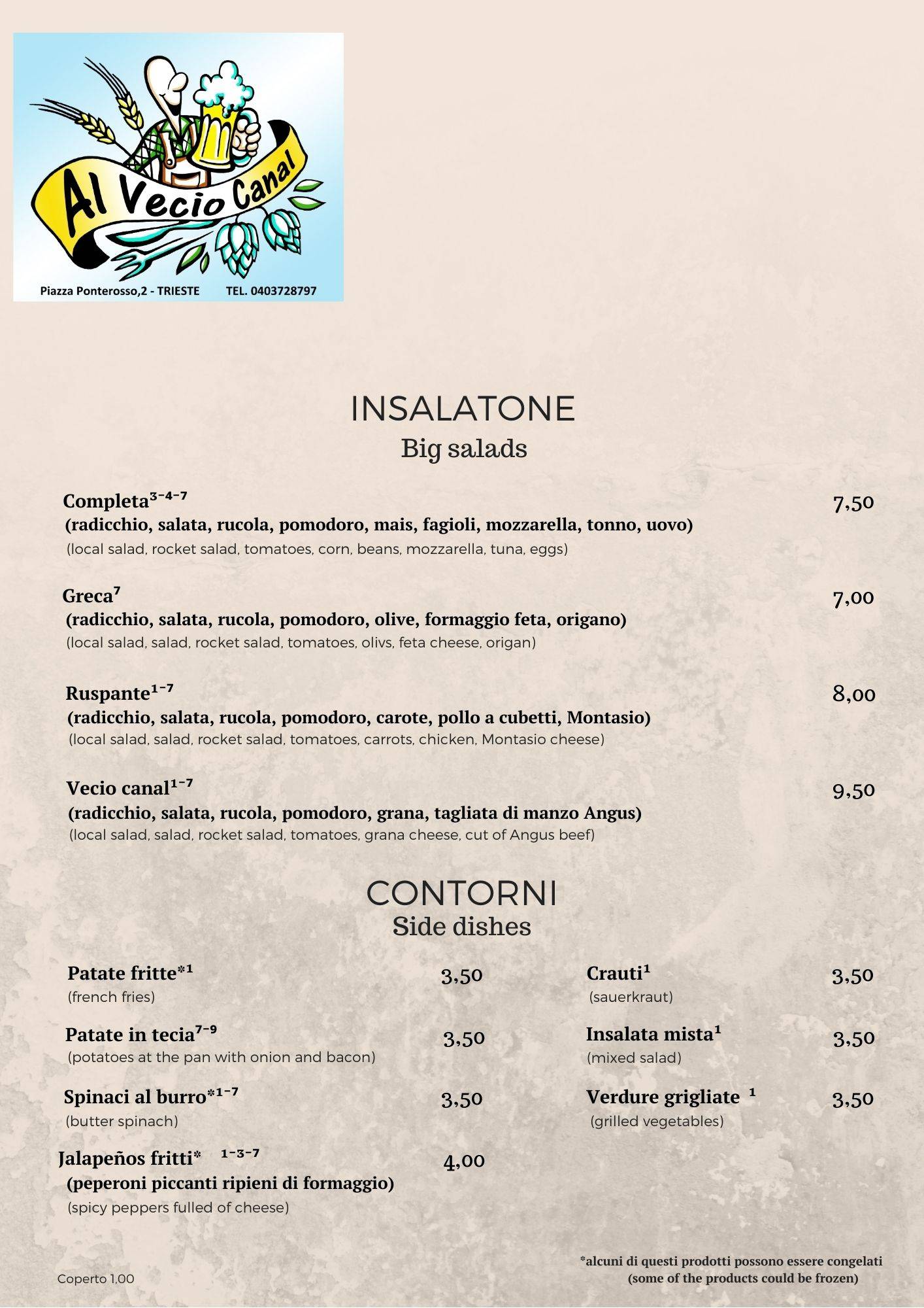 Menu di Vecio Canal 