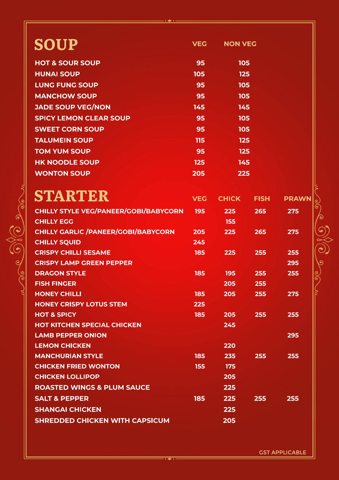 Thiru's Hot Kitchen Restaurant menu