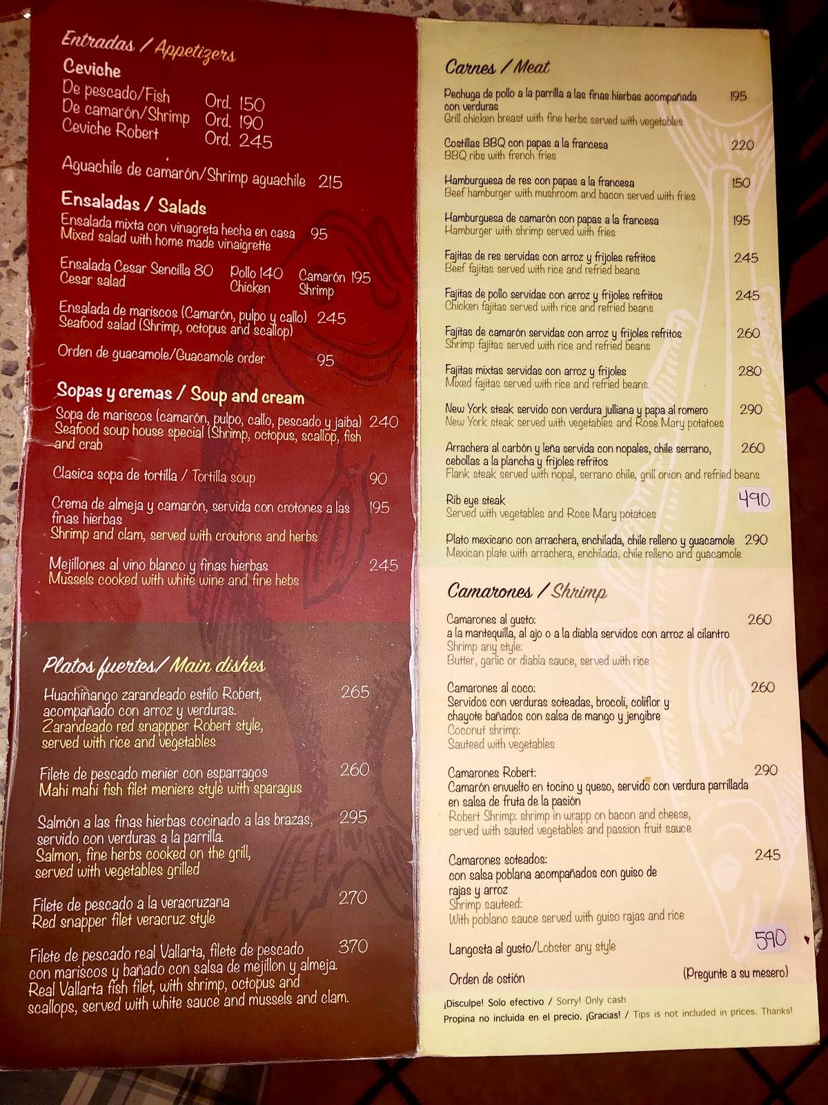 Menu at Martini en Fuego Grill Restaurant, Puerto Vallarta