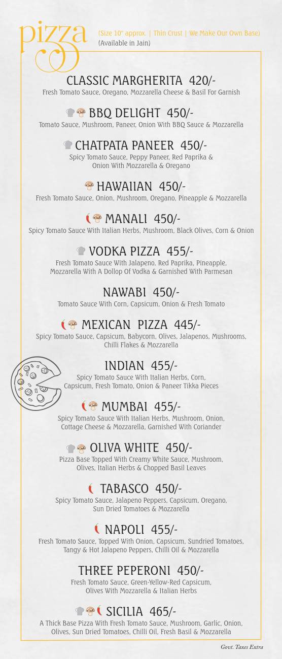 Oliva Veg Restaurant menu