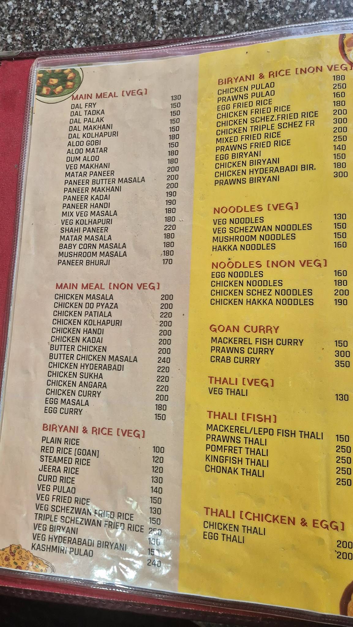 Pushpavati Cafe menu
