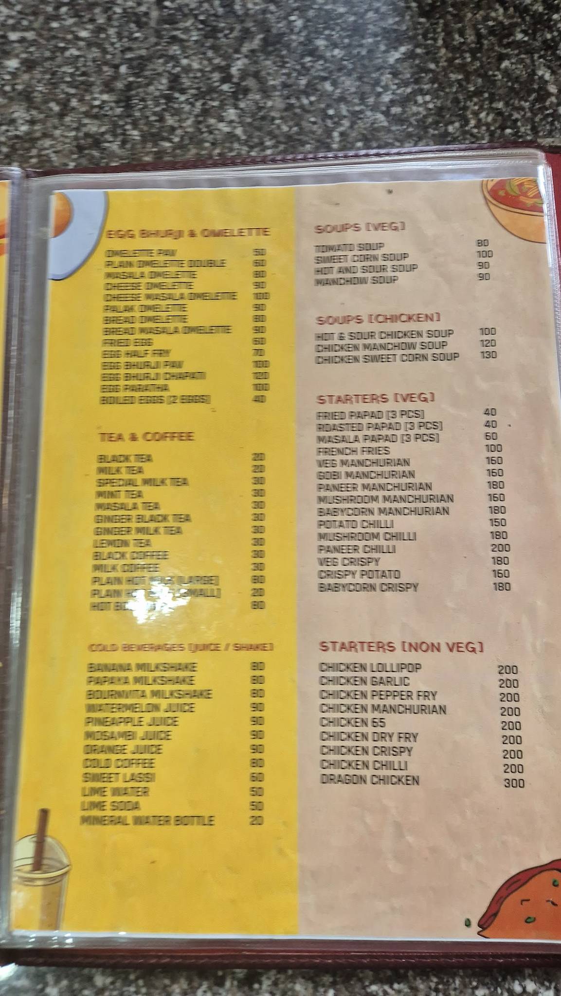 Pushpavati Cafe menu