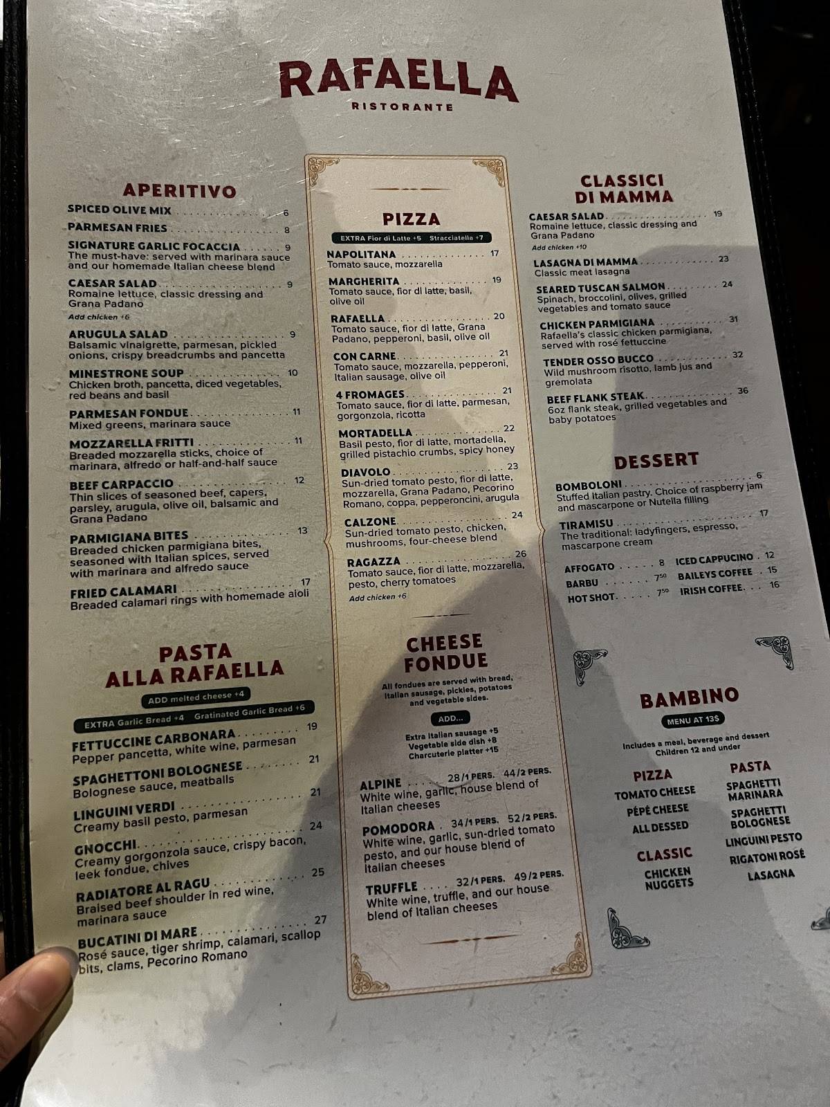 Menu de Rafaella Ristorante