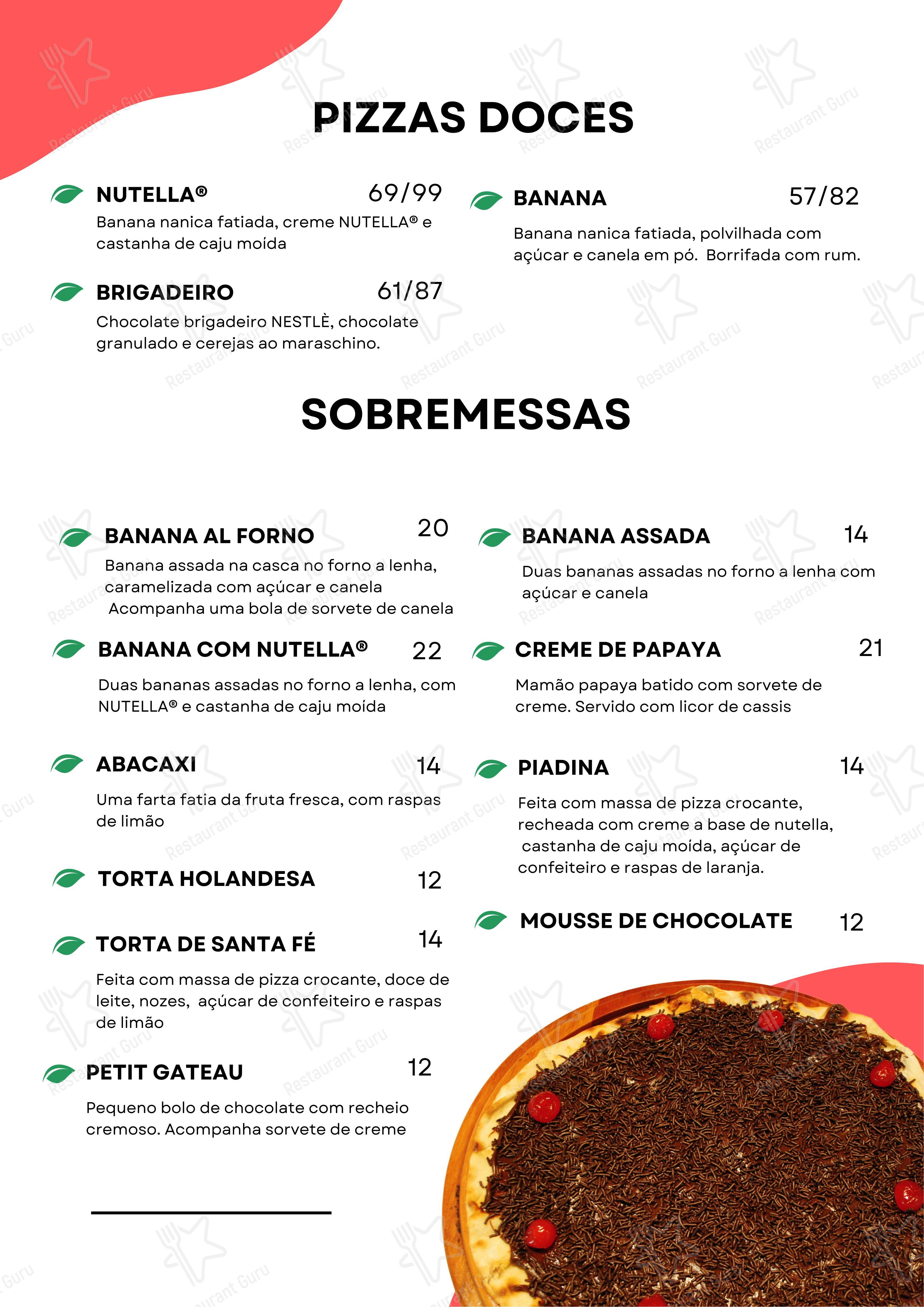 Menu bar para Quick Pizza restaurante