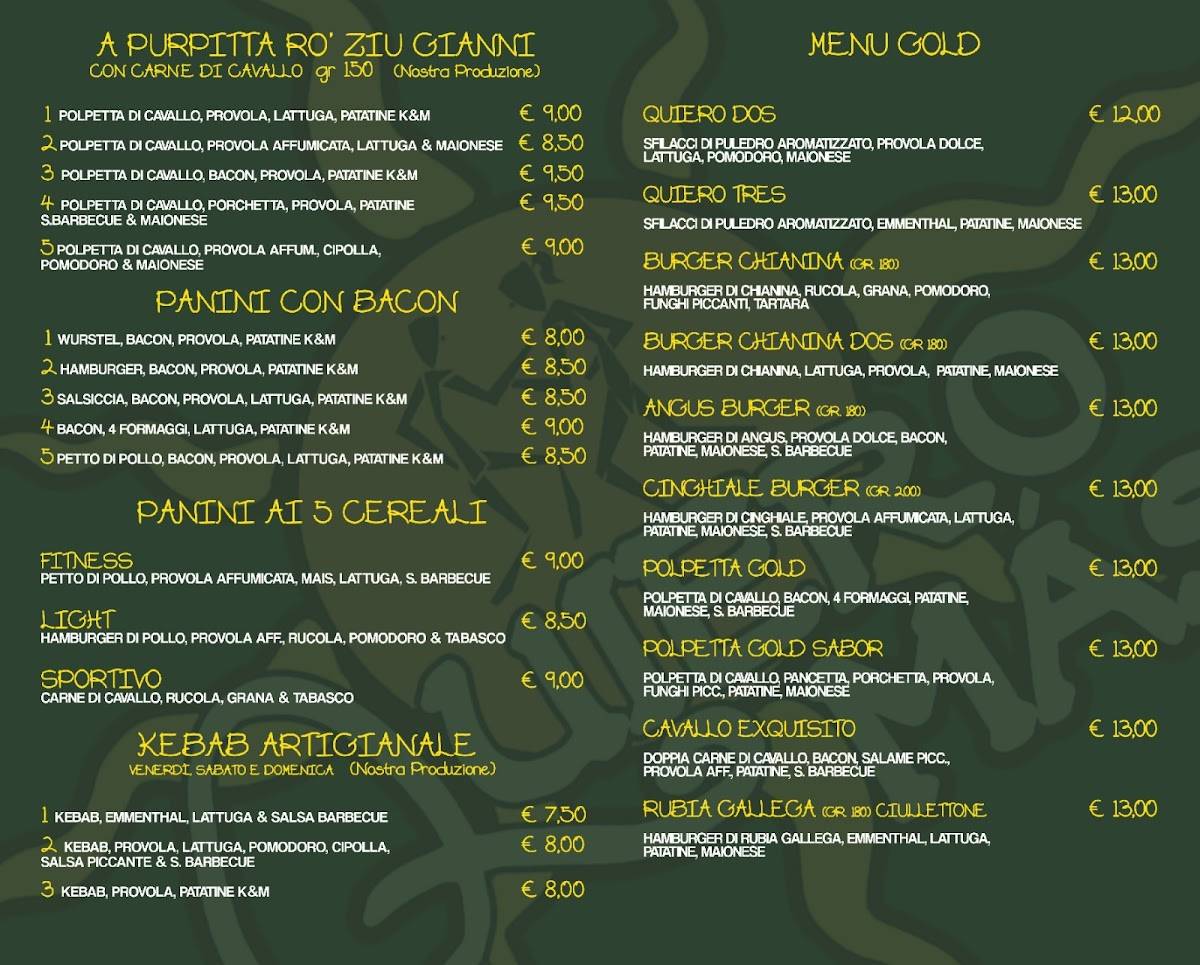 Menu di Quiero Mas 