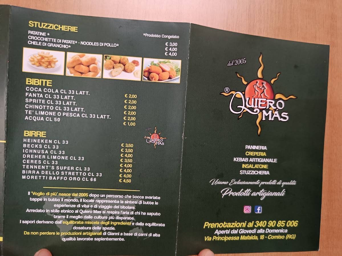 Menu di Quiero Mas 