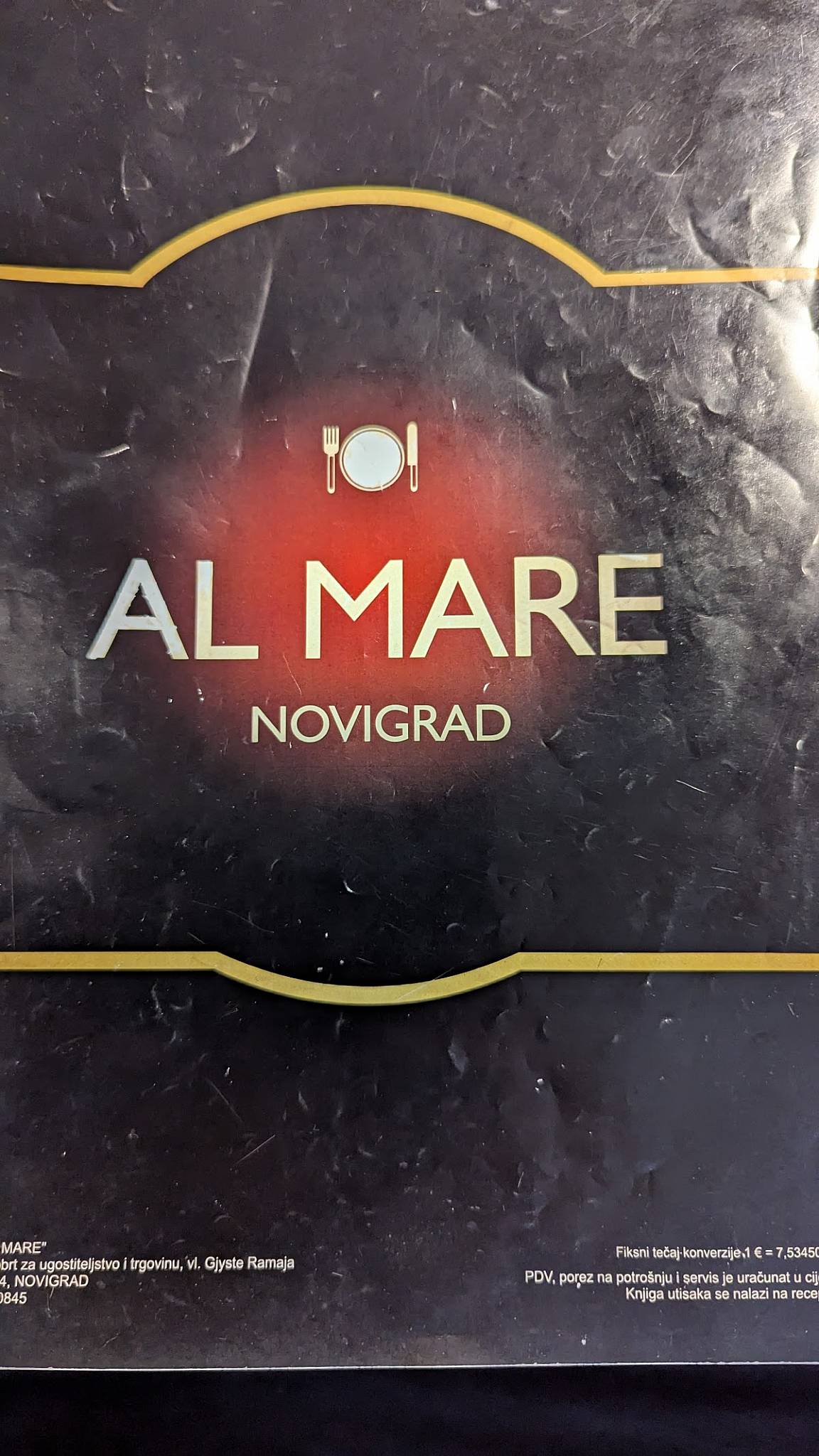 Menu di RESTAURANT AL MARE NOVIGRAD 