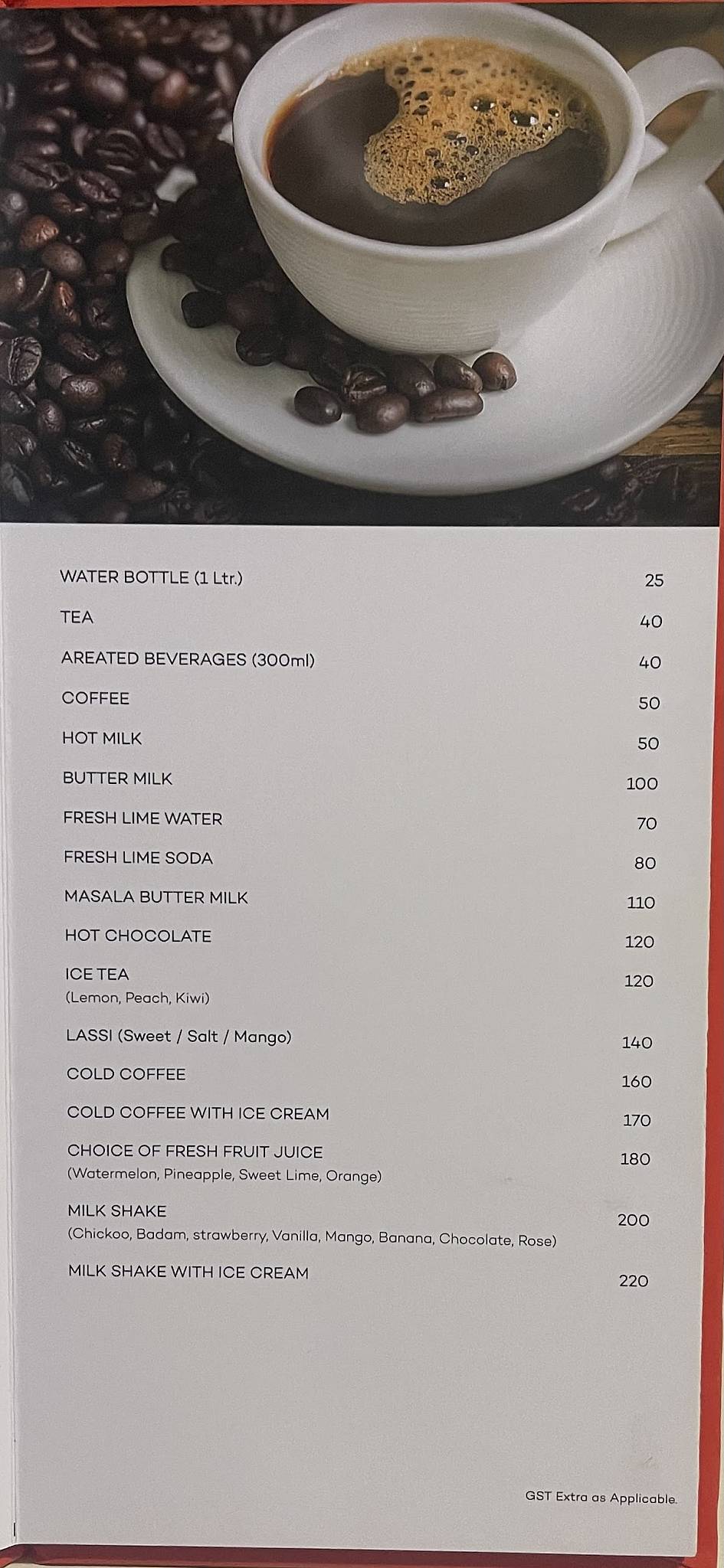 ROSE WOOD RESTAURANT menu