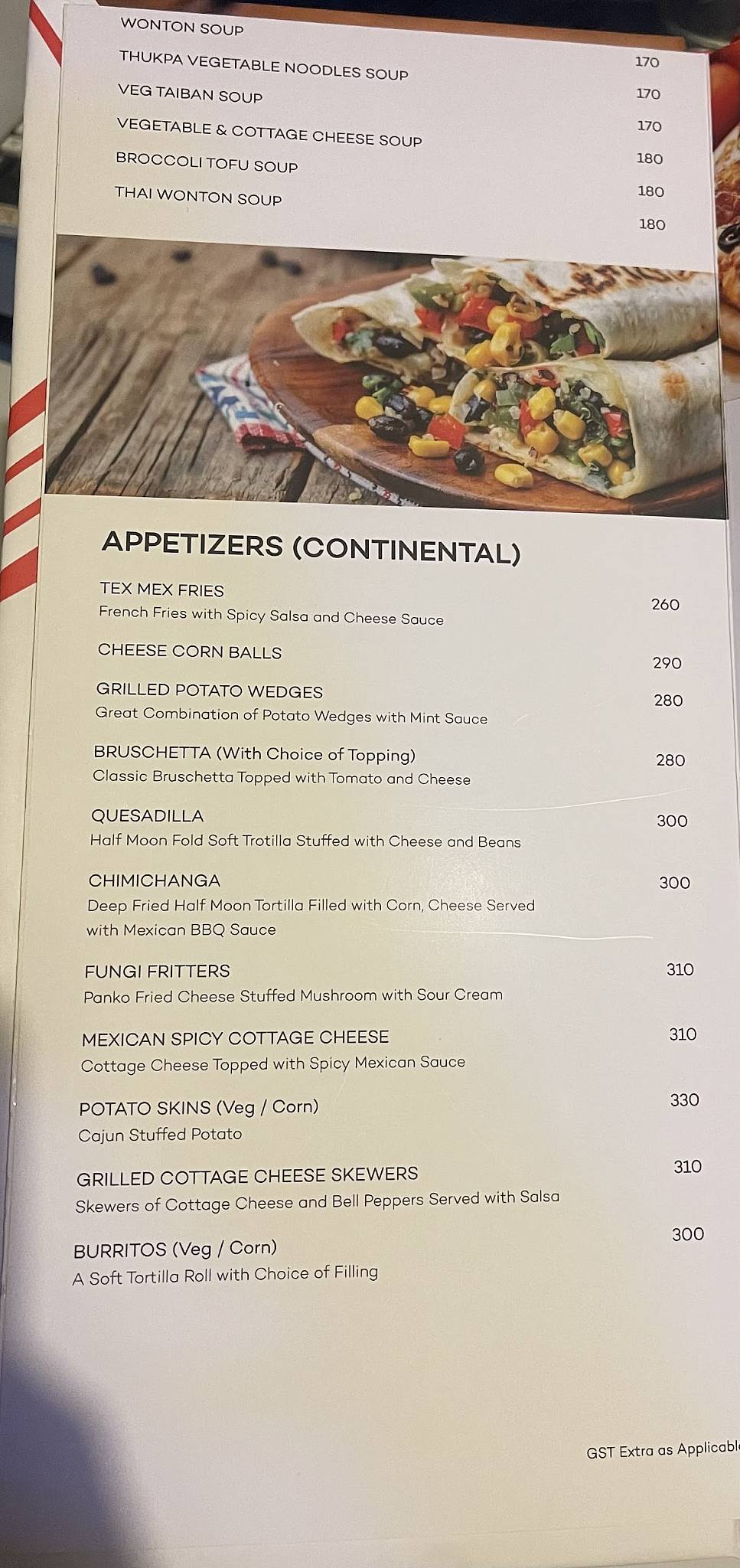 ROSE WOOD RESTAURANT menu