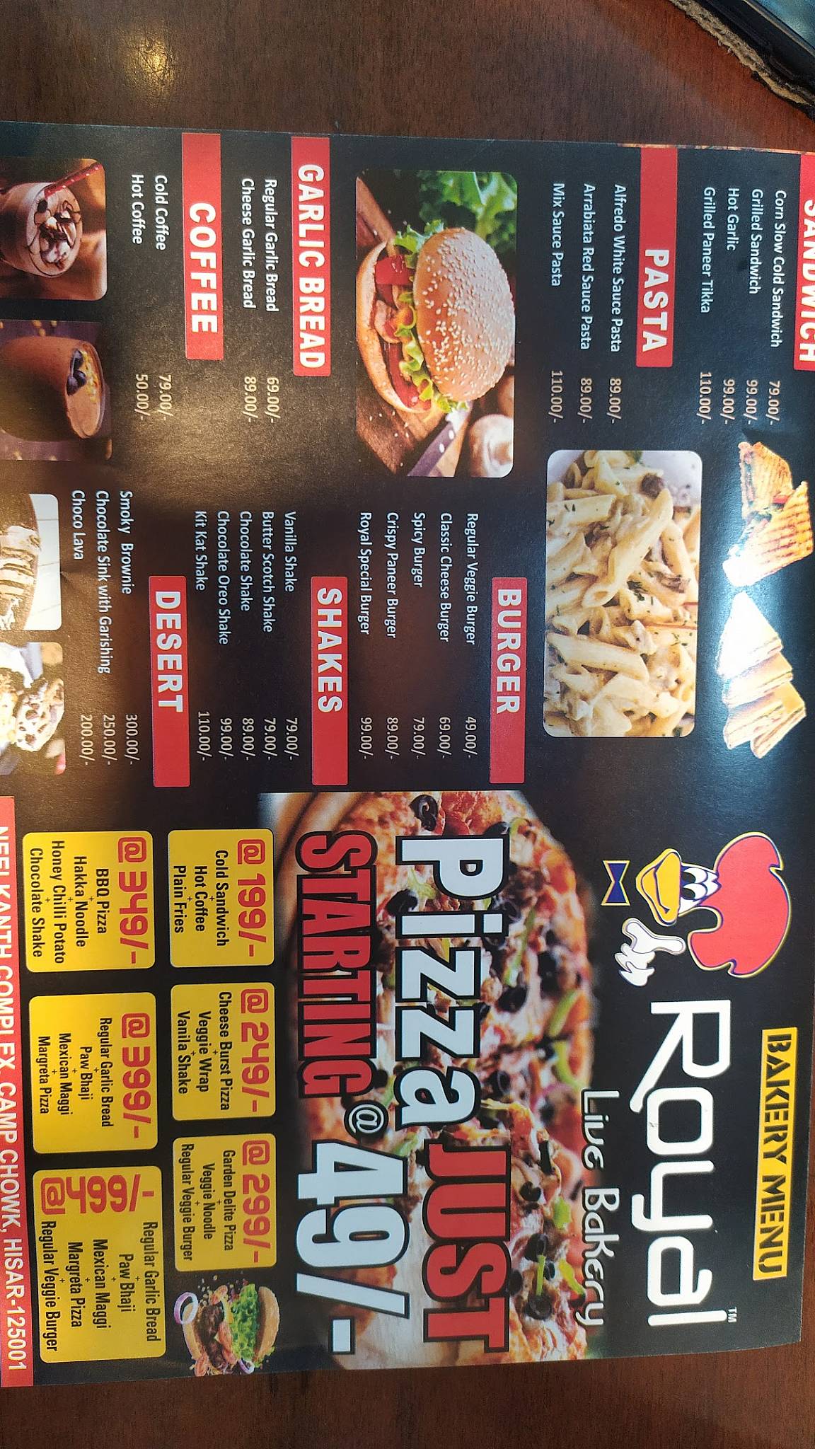 ROYAL LIVE BAKERY menu