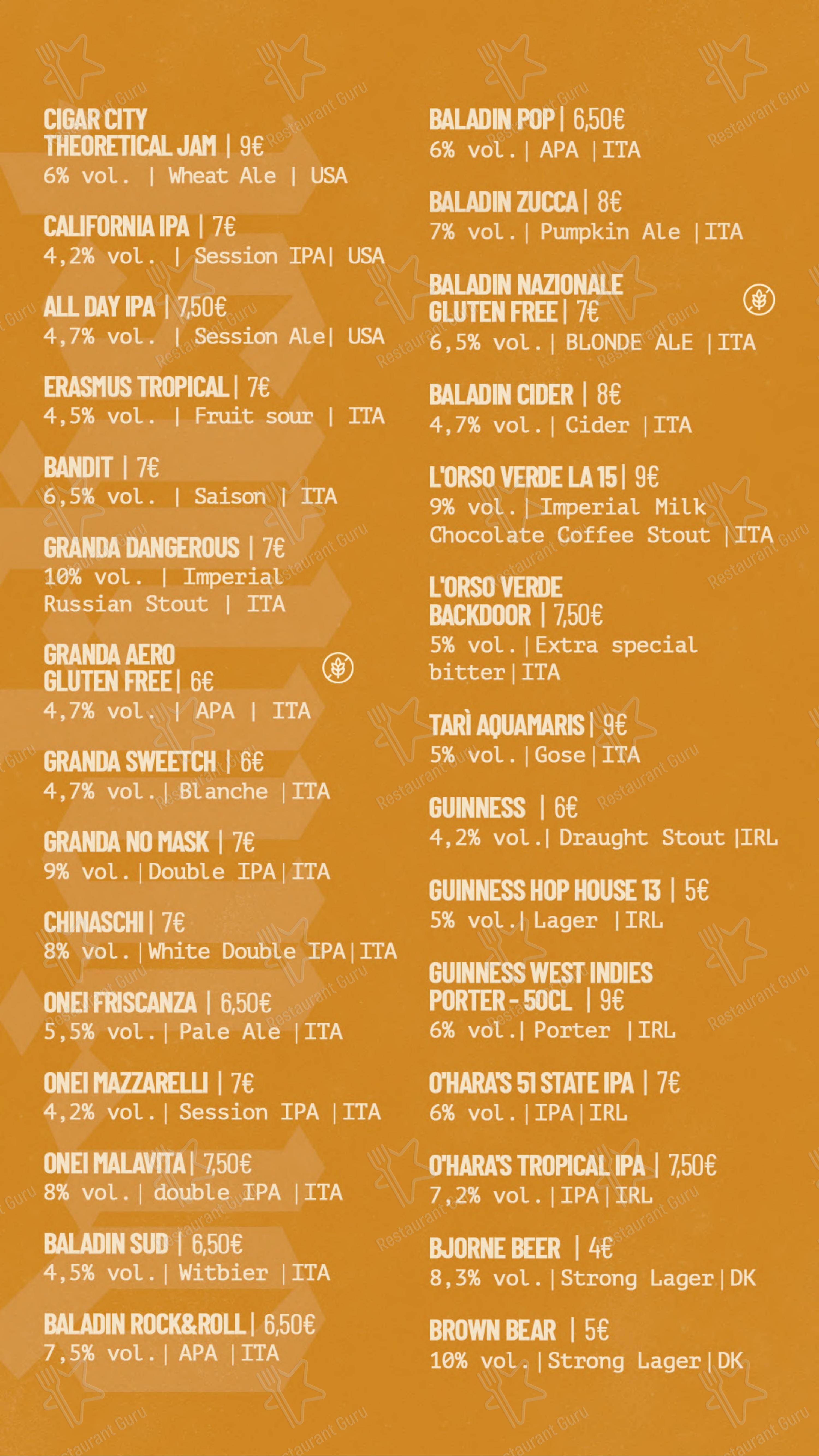 Menu per Radio Rock in Ragusa