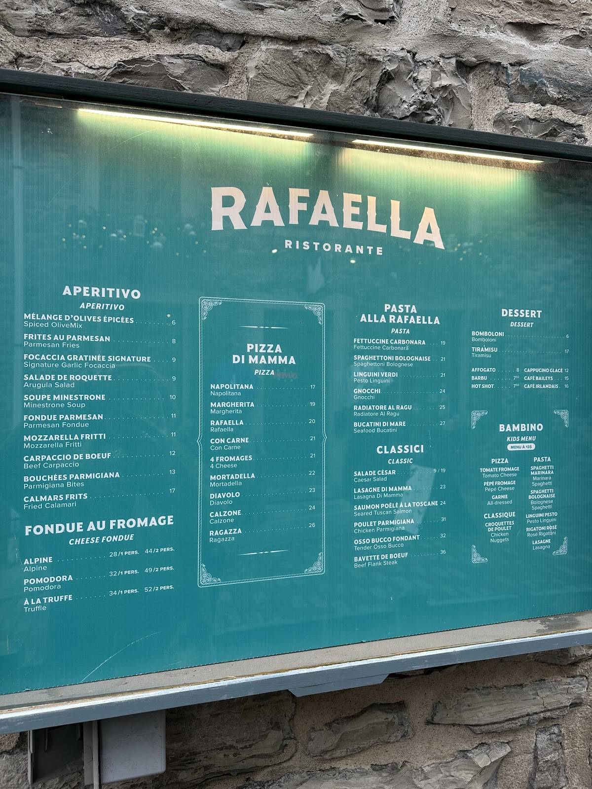 Menu de Rafaella Ristorante