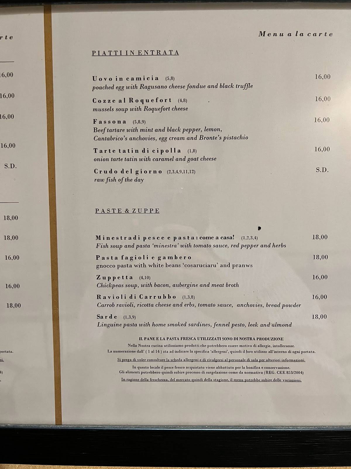 Menu di Monsù 