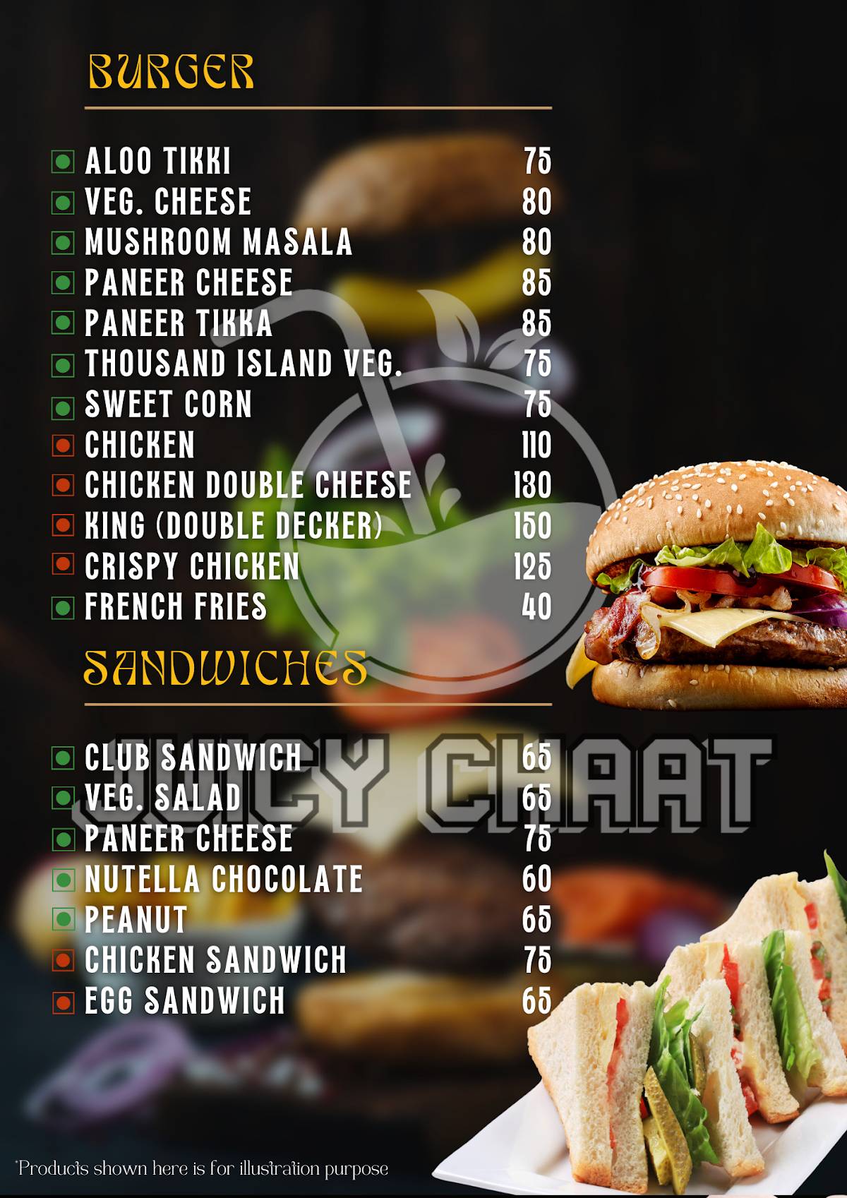 Juicy Chaat menu