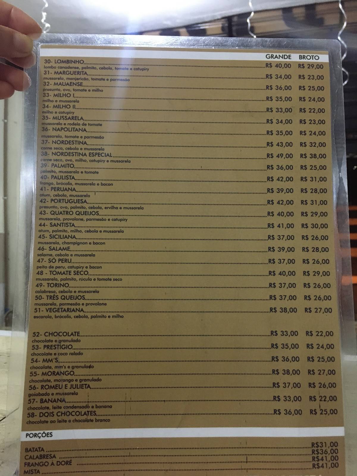 Rancho da Pizza cardápio