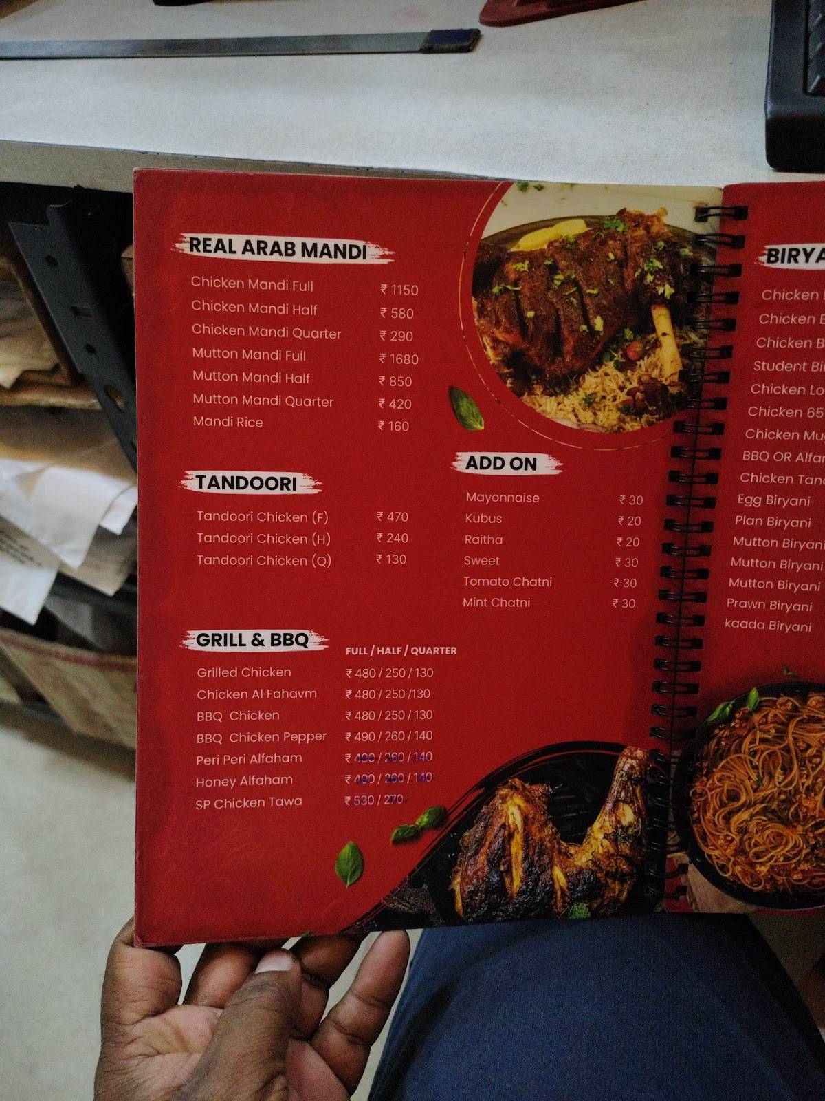 Real Arabian Restaurant menu