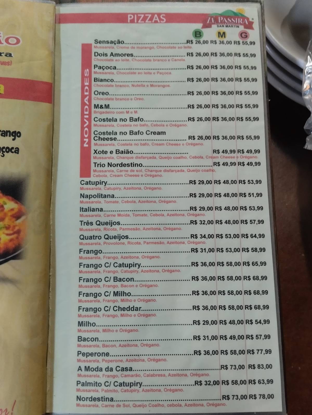 Passira San Martin - Pizzaria & Restaurante cardápio