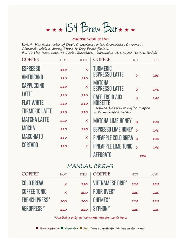 154 Breakfast Club menu