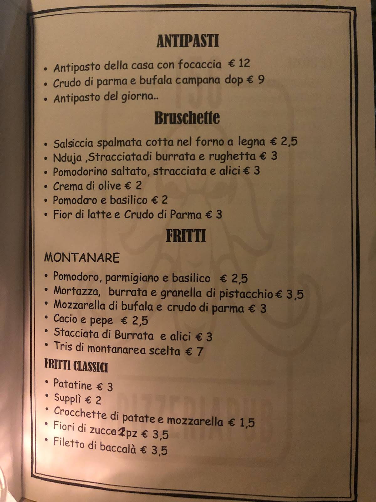 Menu di 156 pizzeria ristorante 