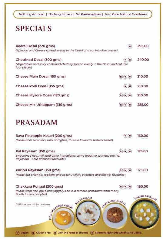 22nd Parallel menu