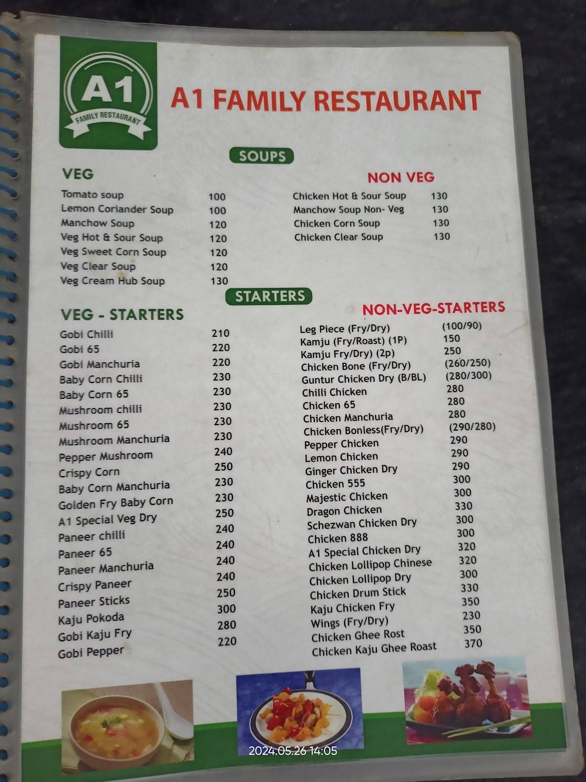 A1 FAMILY RESTAURANT menu