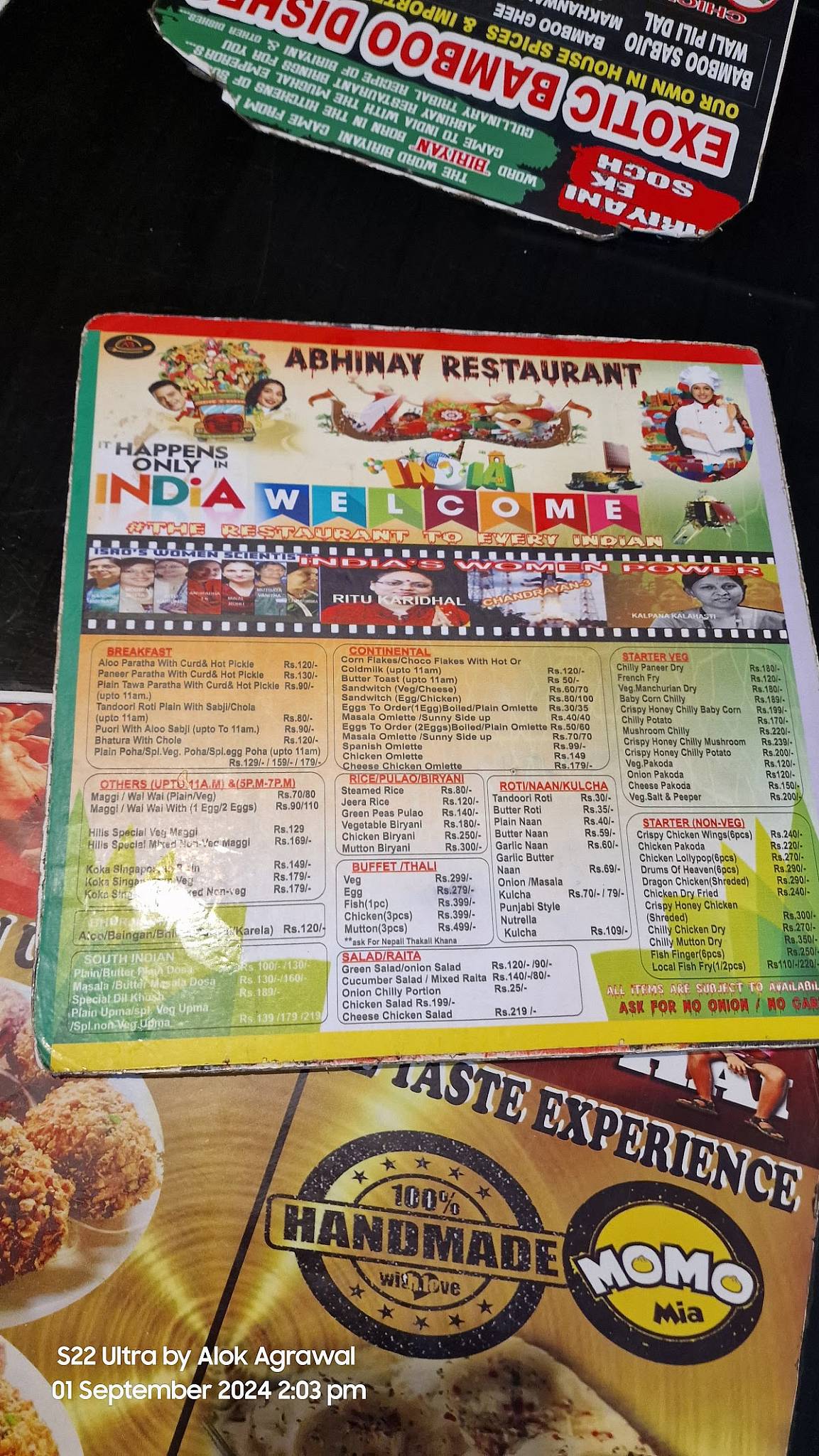 Abhinay Restaurant menu