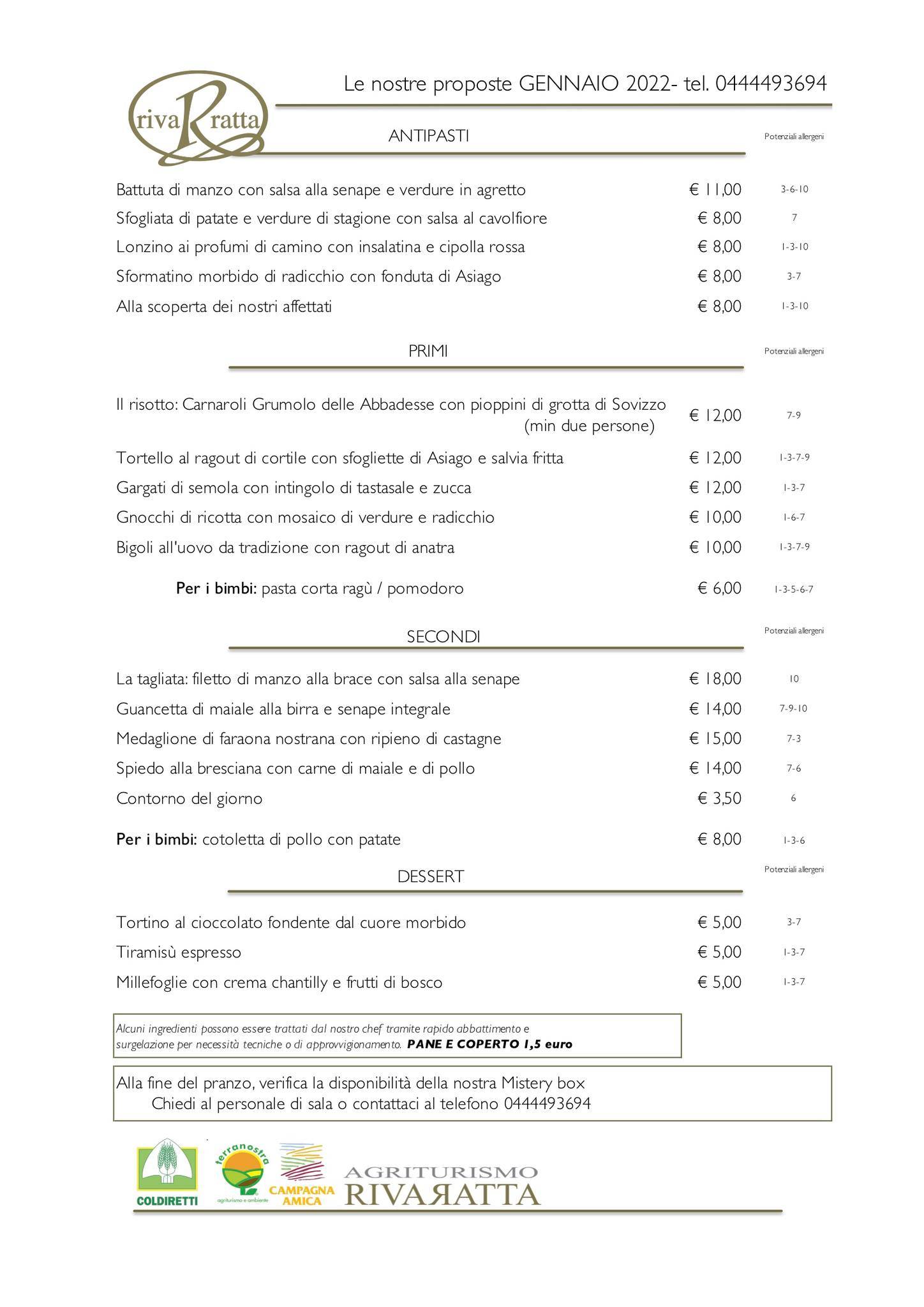Menu di Agriturismo Riva Ratta 