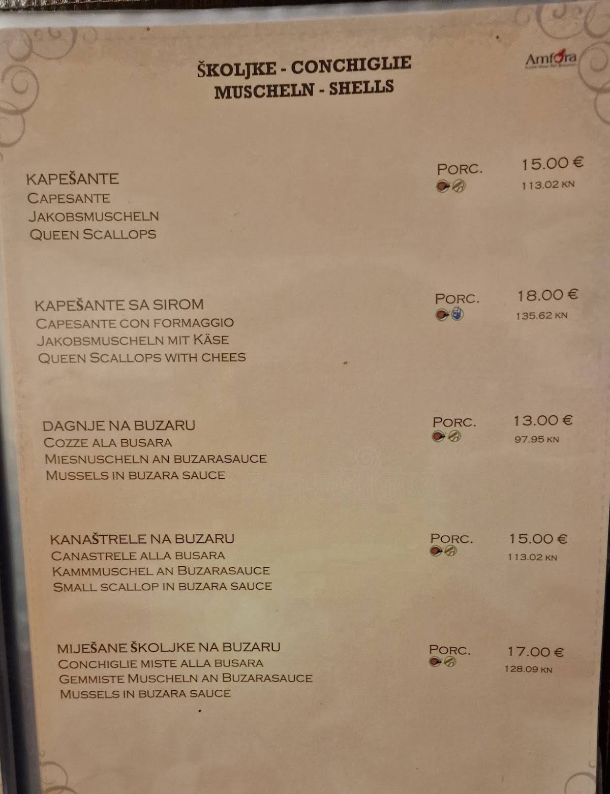 Menu di Amfora & Bonazza 