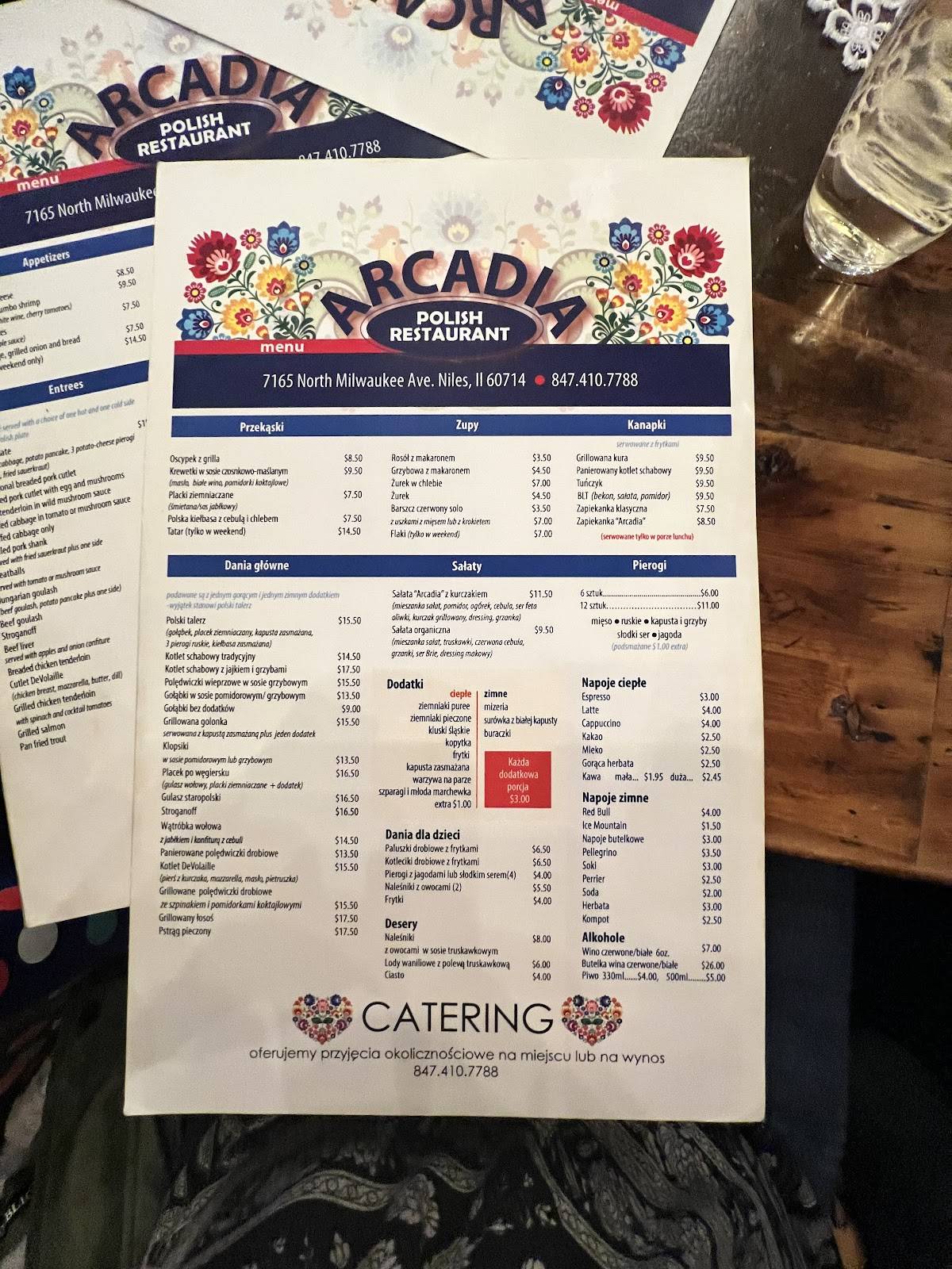 Menu at Arcadia Polish Restaurant, Niles, N Milwaukee Ave