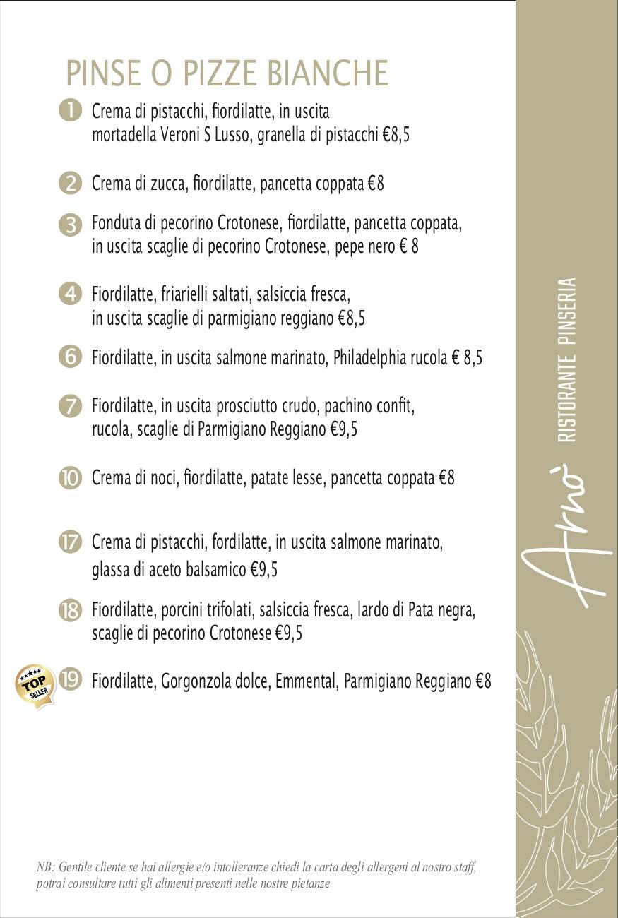 Menu di Arnò Ristorante e Pinseria 