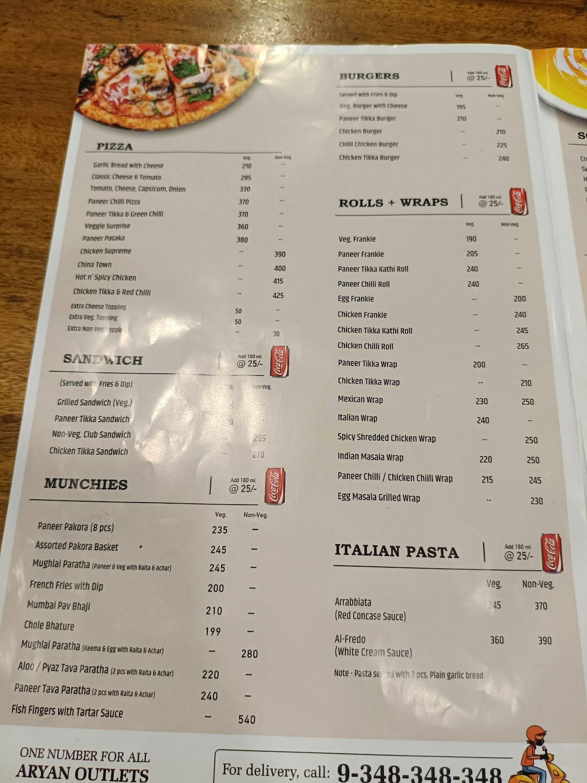 Aryan Gomtinagar menu