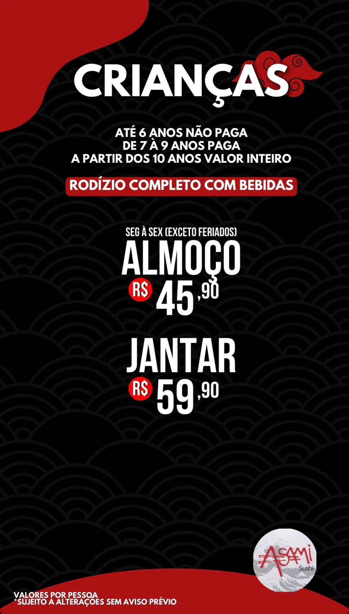 Asami Sushi cardápio