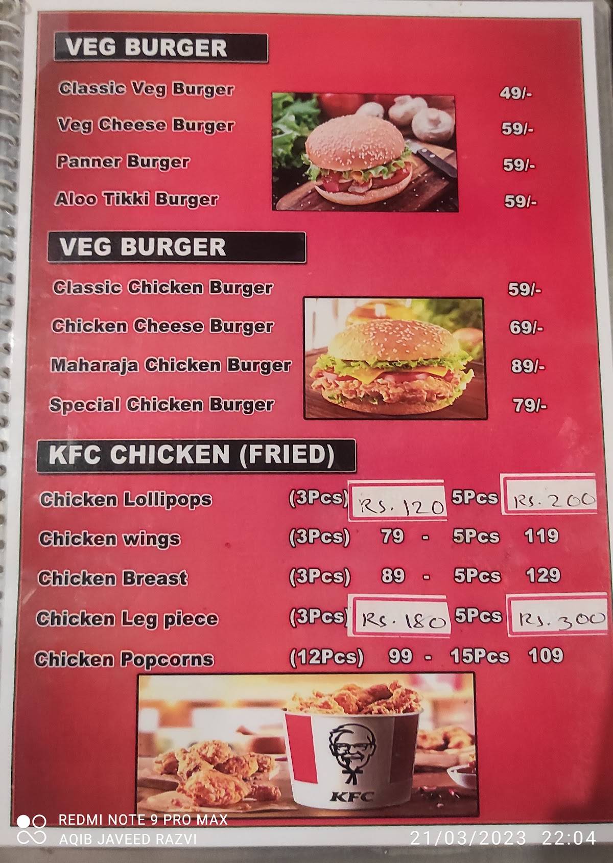 Asian Bakery&fast food corner menu
