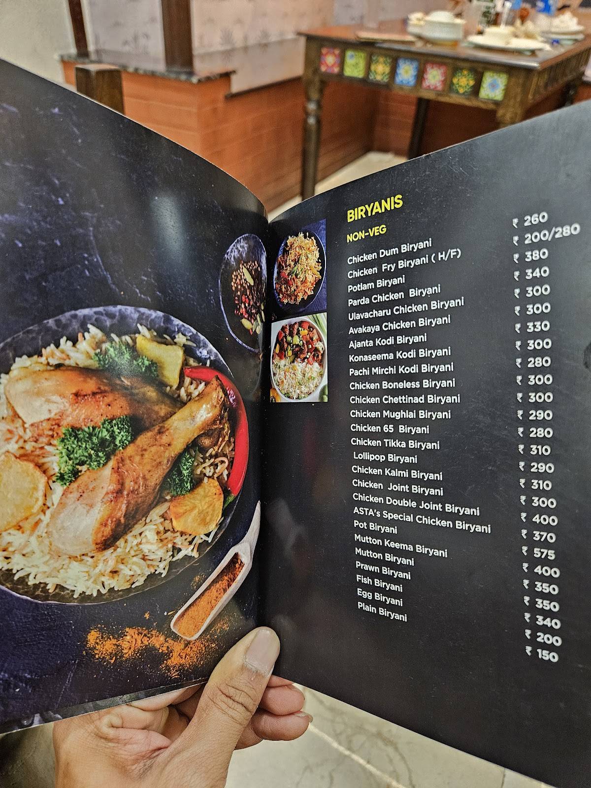 Asta's Desi Darbar menu