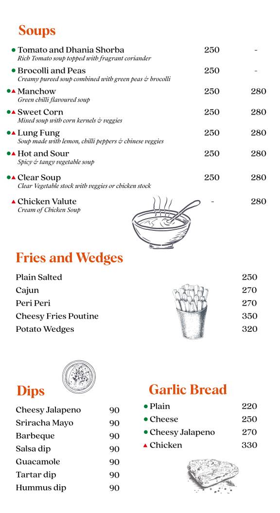 Auric Restaurant & Rooftop Cafe menu