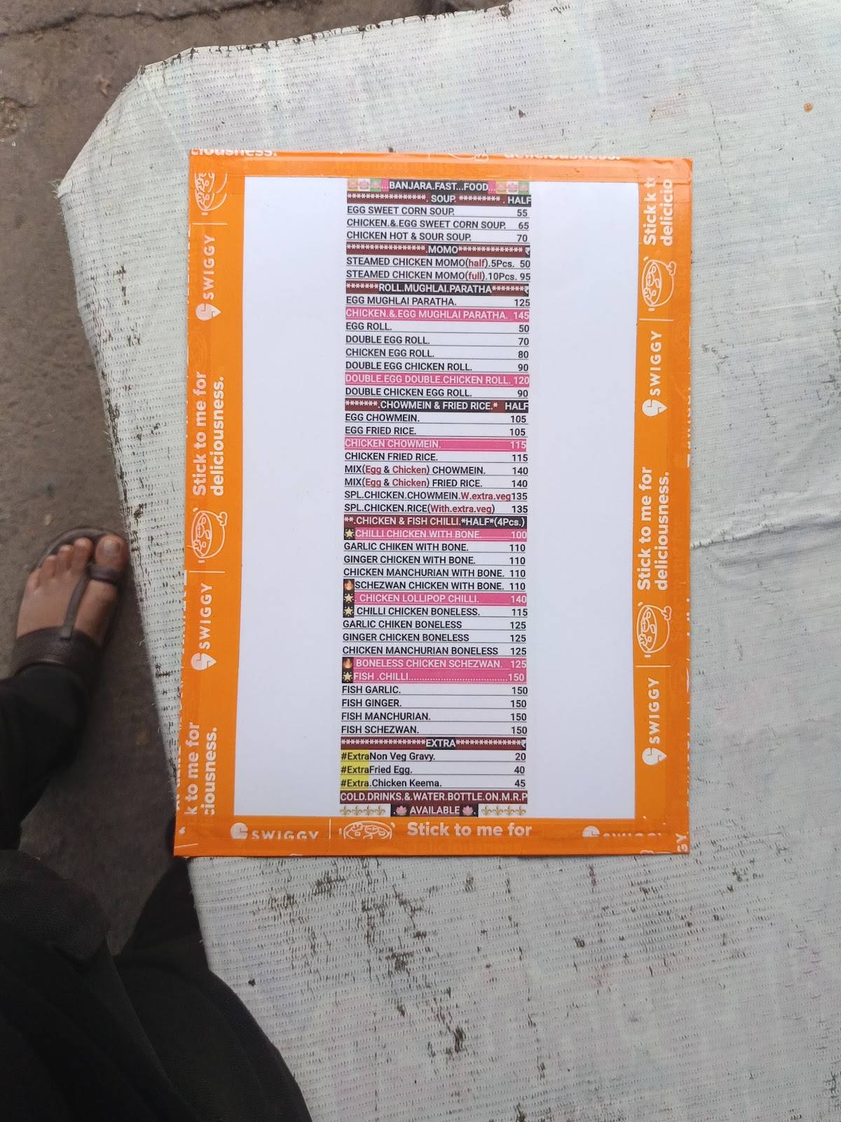 Banjara Fast Food menu